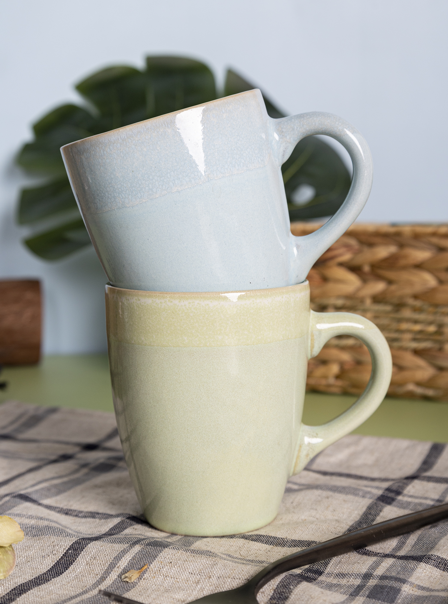 CHANGSHA HAPPY GO  Nature-Inspired Color Block Reactive Glaze Stoneware Dinnerware Set – Earthy Modern Tones Blending Sage |Dopamine Series Ceramics  |happygodinnerware.com