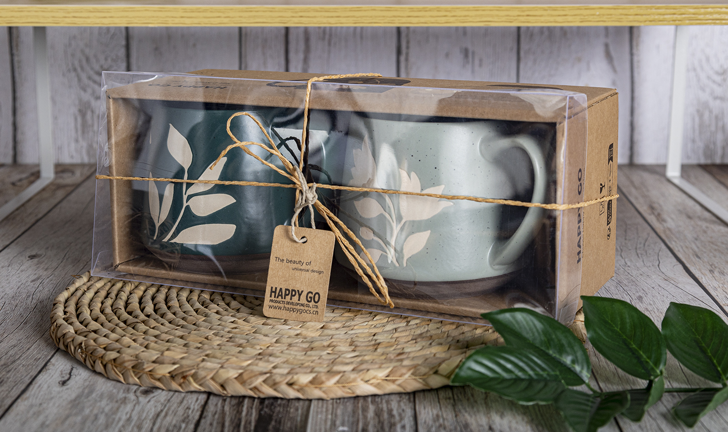 CHANGSHA HAPPY GO Embossed Floral Ceramic Mug and Bowl Set – Stackable Coffee Cups with Rustic Glaze and Gift Packaging|happygodinnerware.com