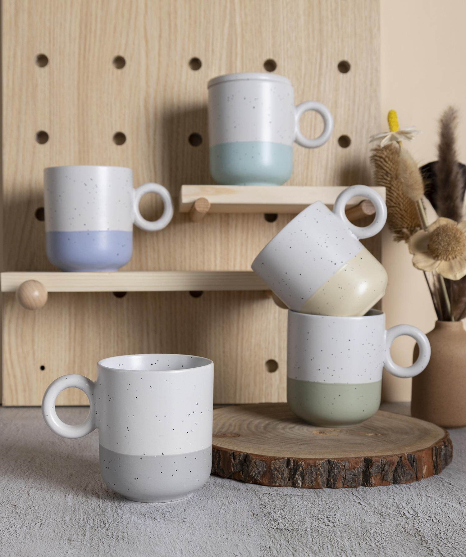 CHANGSHA HAPPY GO Minimalist Speckled Colorblock Ceramic Mug and Bowl Set – Nordic Style Coffee Cups with Gift Packaging|happygodinnerware.com