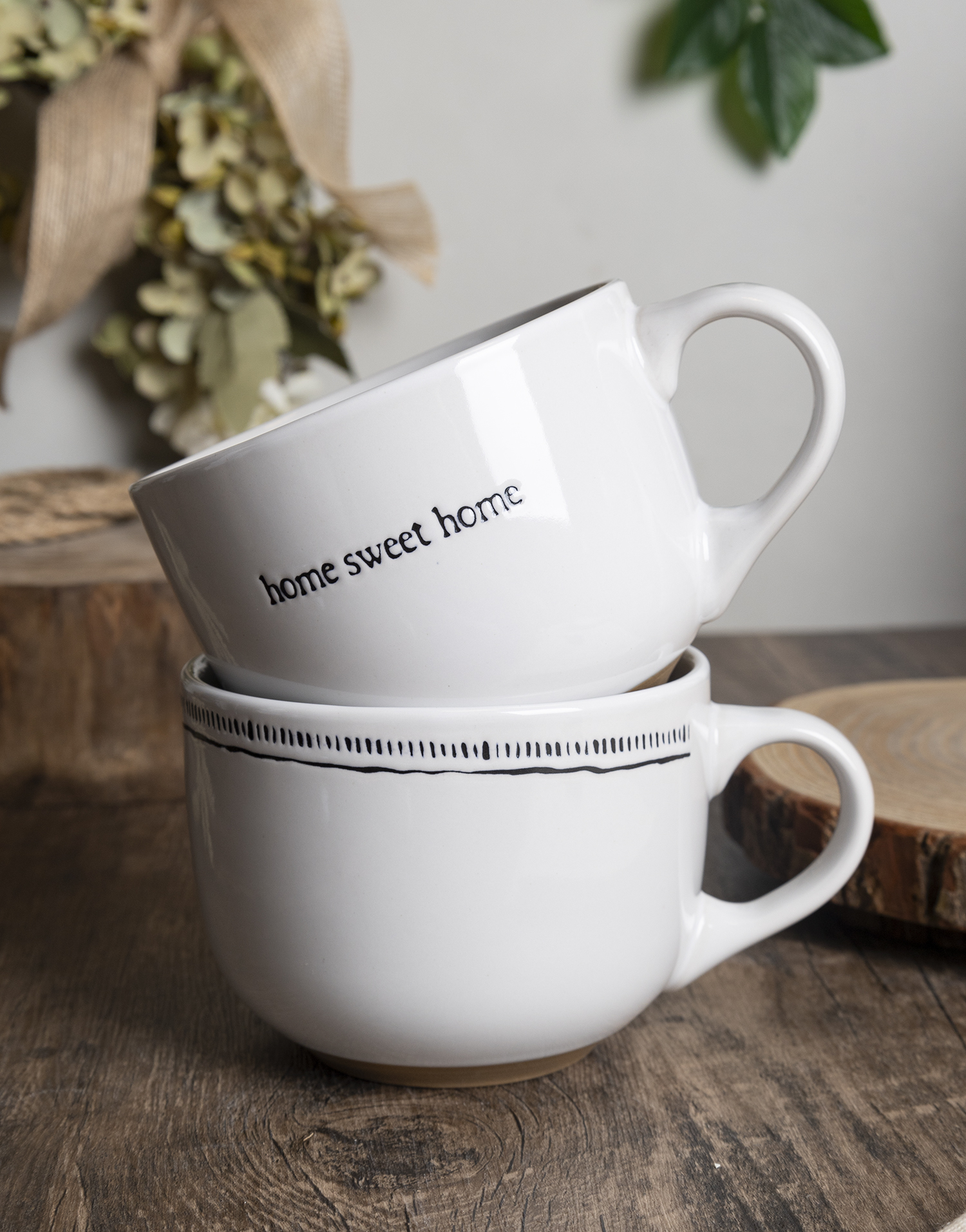 CHANGSHA HAPPY GO Minimalist Quote Ceramic Mug and Bowl Set – Black & White Stoneware with Home-Inspired Sayings and Stackable Design|happygodinnerware.com