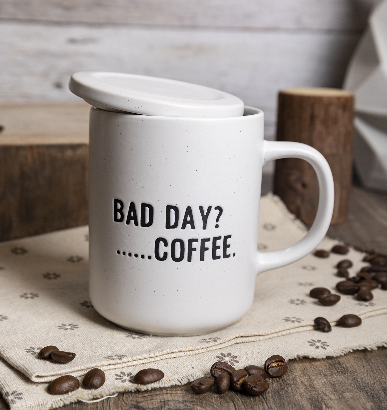 CHANGSHA HAPPY GO Mood Quote Ceramic Coffee Mug Set – Funny Printed Stackable Cups for Everyday Brew in Earthy Tones|happygodinnerware.com