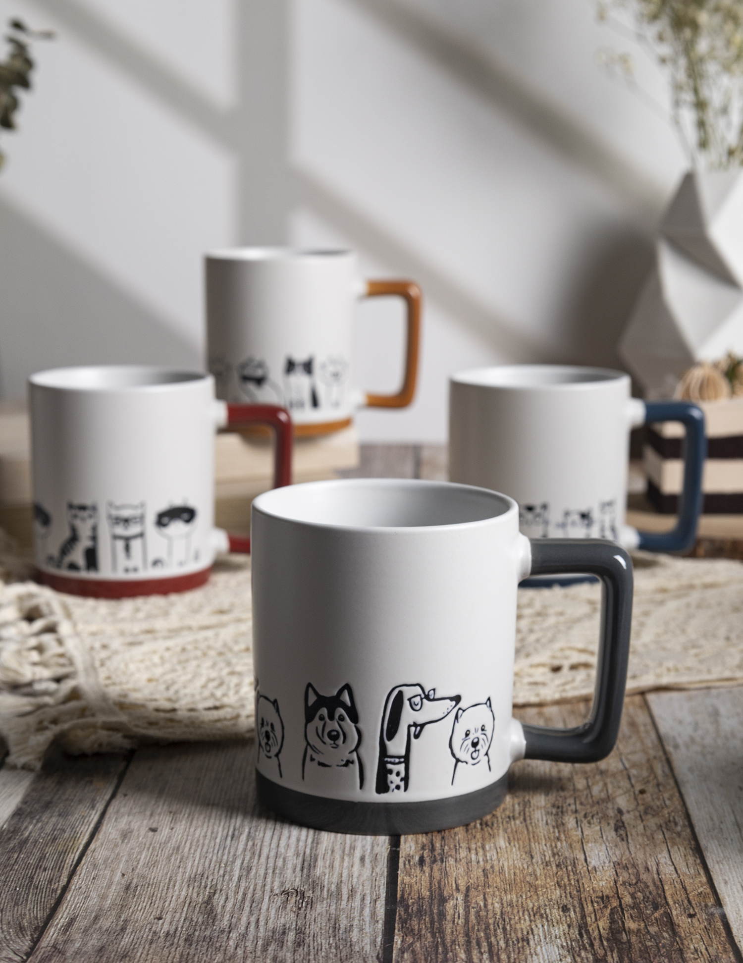 CHANGSHA HAPPY GO Cartoon Cat & Dog Print Ceramic Mug and Bowl Set – Stackable Coffee Cups with Gift Packaging for Pet Lovers|happygodinnerware.com