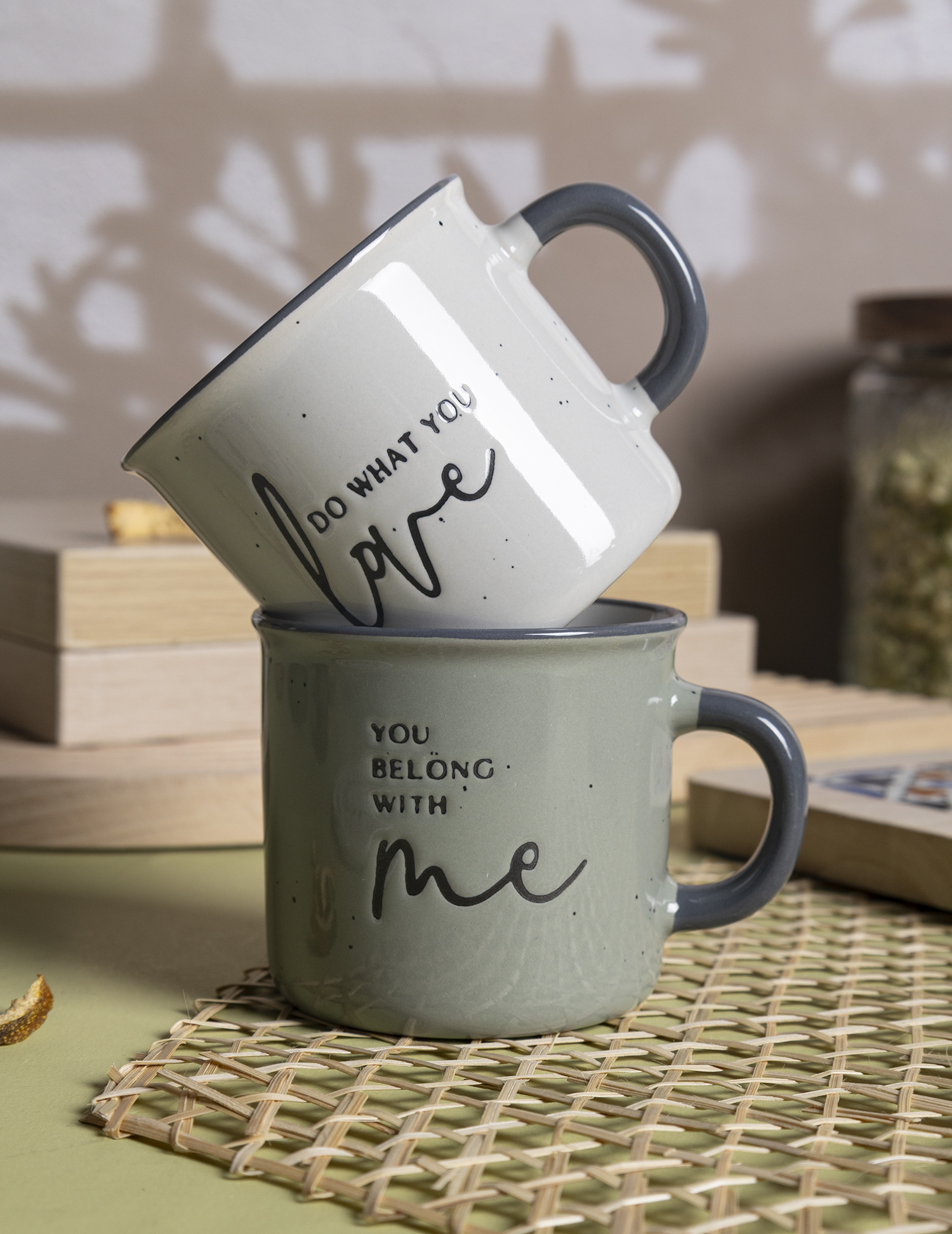 CHANGSHA HAPPY GO Inspirational Script Ceramic Mug and Bowl Set – Vintage Rim Coffee Cups with Love & Life Quotes|happygodinnerware.com