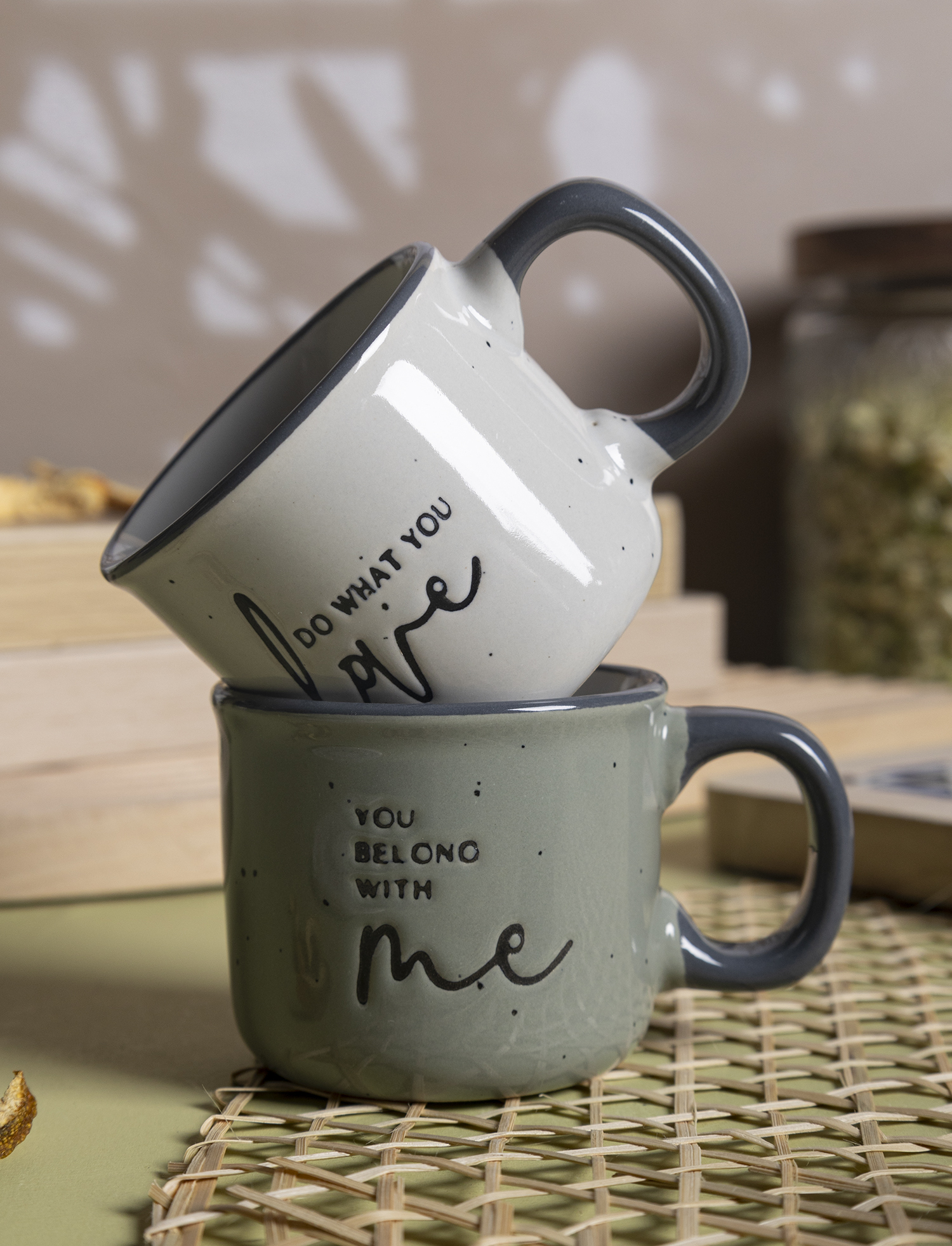 CHANGSHA HAPPY GO Inspirational Script Ceramic Mug and Bowl Set – Vintage Rim Coffee Cups with Love & Life Quotes|happygodinnerware.com