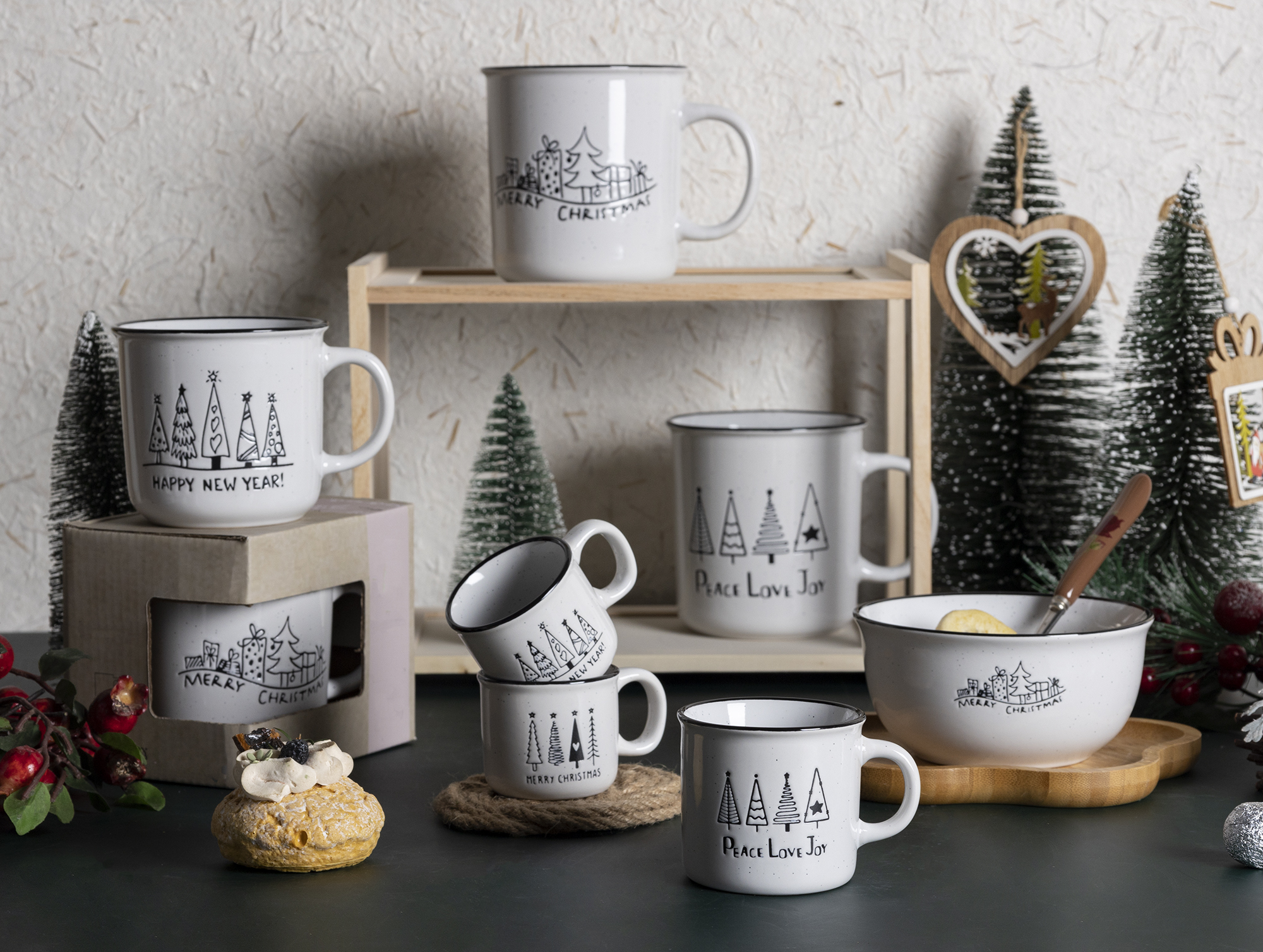 CHANGSHA HAPPY GO Christmas Holiday Ceramic Mug and Bowl Set – Festive Tree & Quote Designs for Winter Gifting|happygodinnerware.com