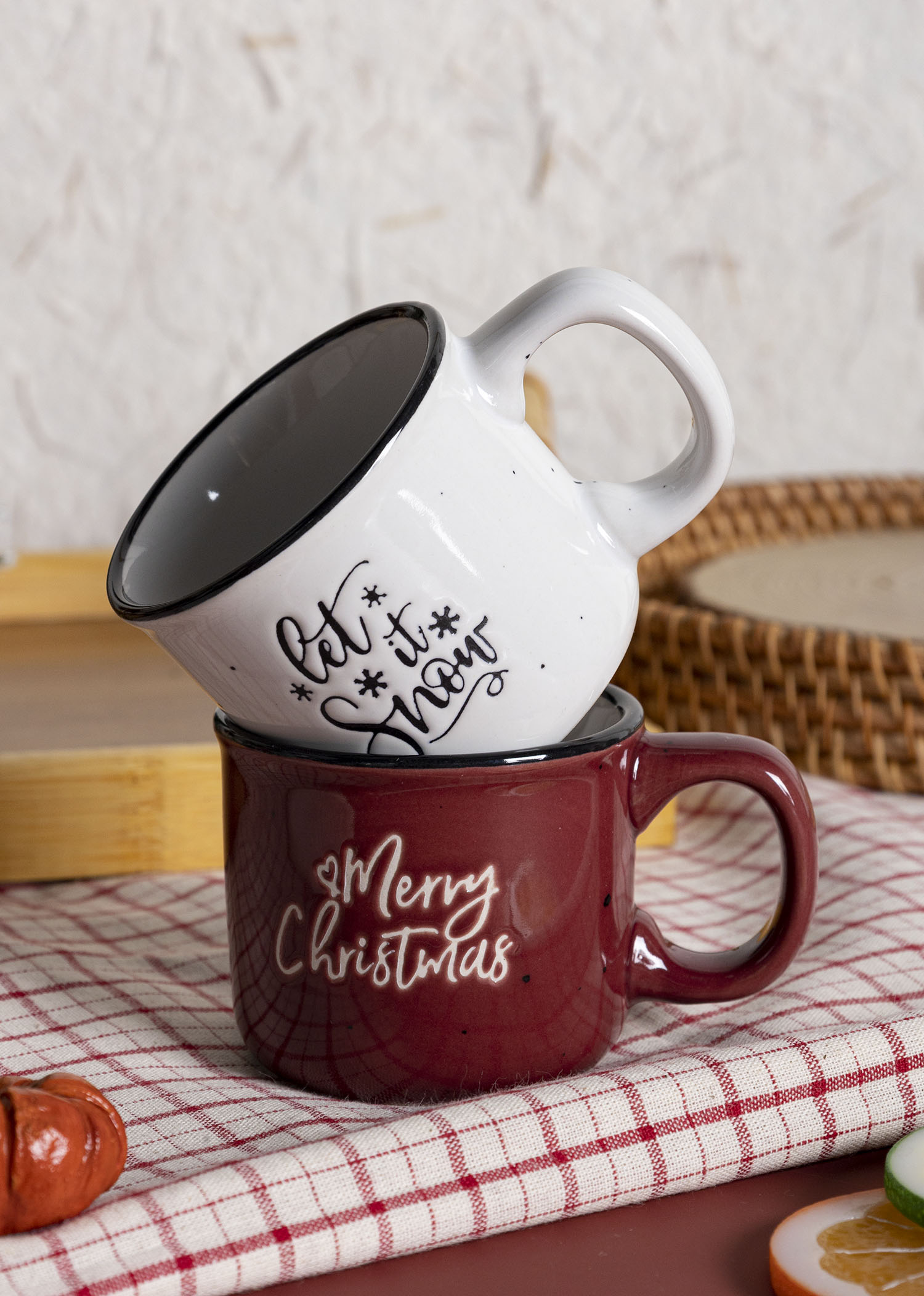 CHANGSHA HAPPY GO Holiday Quote Ceramic Mug and Bowl Set – Christmas & Winter-Themed Enamel Style Cups for Festive Gifting|happygodinnerware.com