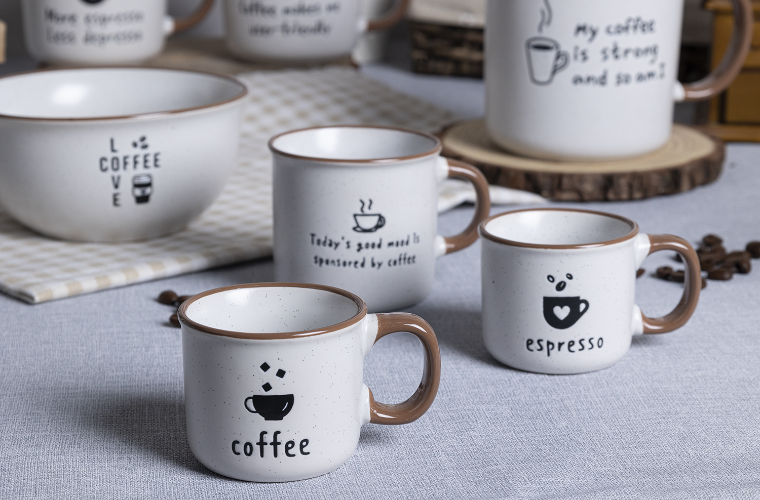 CHANGSHA HAPPY GO Funny Coffee Quote Ceramic Mug and Bowl Set – Minimalist Design with Humorous Sayings for Daily Brew|happygodinnerware.com