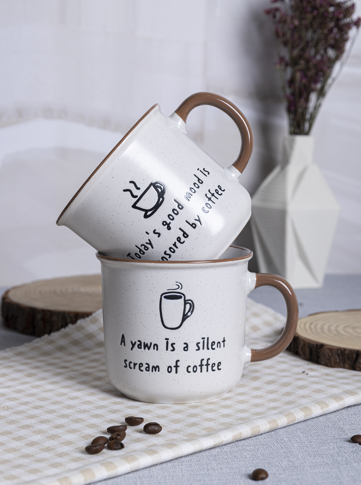 CHANGSHA HAPPY GO Funny Coffee Quote Ceramic Mug and Bowl Set – Minimalist Design with Humorous Sayings for Daily Brew|happygodinnerware.com
