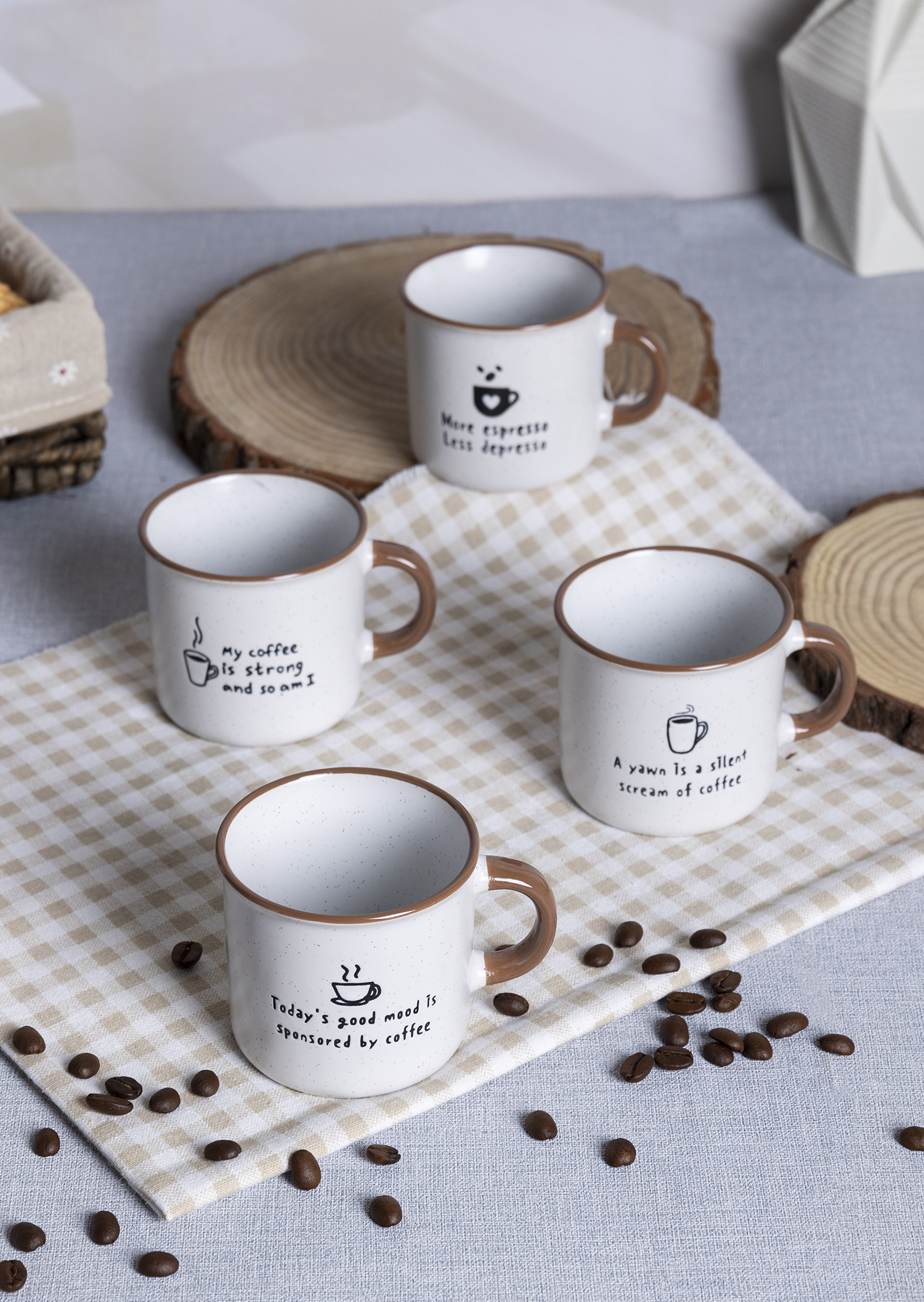 CHANGSHA HAPPY GO Funny Coffee Quote Ceramic Mug and Bowl Set – Minimalist Design with Humorous Sayings for Daily Brew|happygodinnerware.com