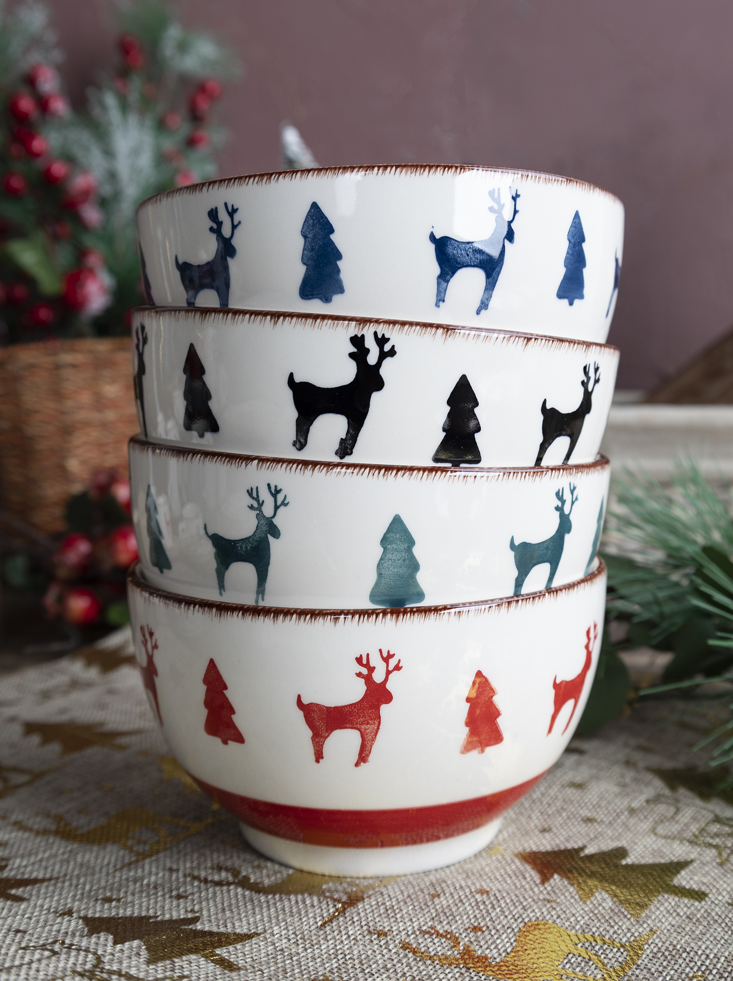 CHANGSHA HAPPY GO Autumn Inspired Orange Tone Handpainted Fine Earthenware Dinnerware Set with Bold Stripes and Natural Texture  |happygodinnerware.com