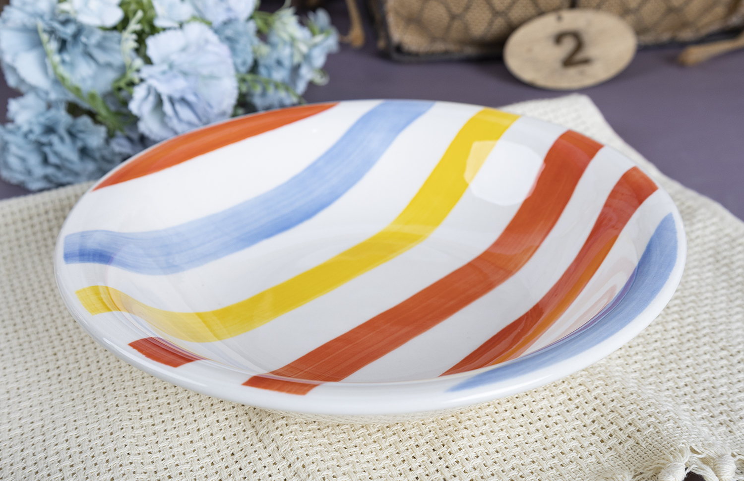 CHANGSHA HAPPY GO Bright Color Block Handpainted Fine Earthenware Dinnerware Set with High Contrast and Rustic Finish  |happygodinnerware.com