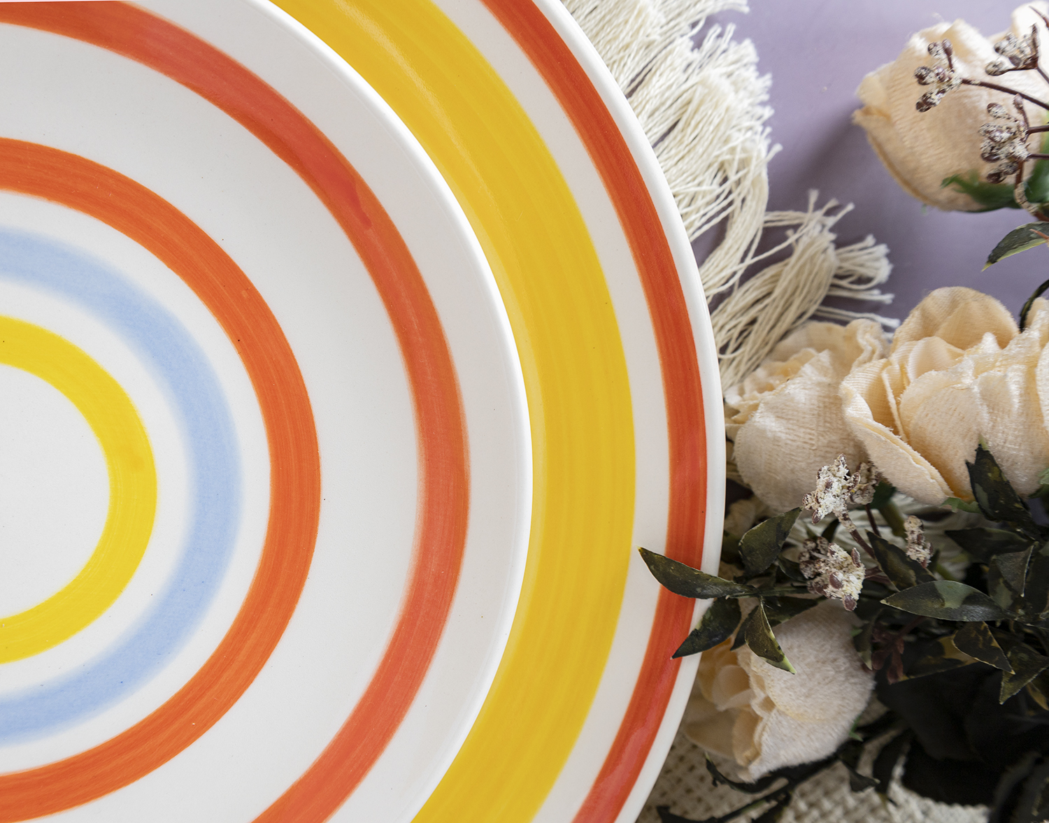 CHANGSHA HAPPY GO Bright Color Block Handpainted Fine Earthenware Dinnerware Set with High Contrast and Rustic Finish  |happygodinnerware.com