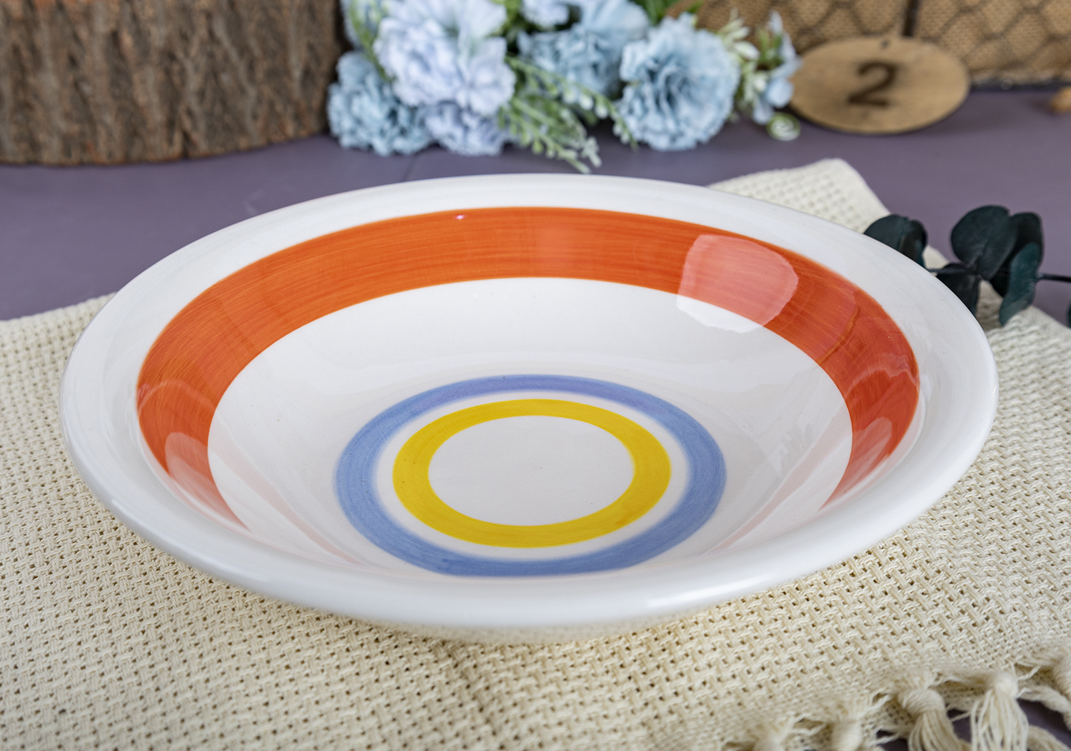 CHANGSHA HAPPY GO Bright Color Block Handpainted Fine Earthenware Dinnerware Set with High Contrast and Rustic Finish  |happygodinnerware.com