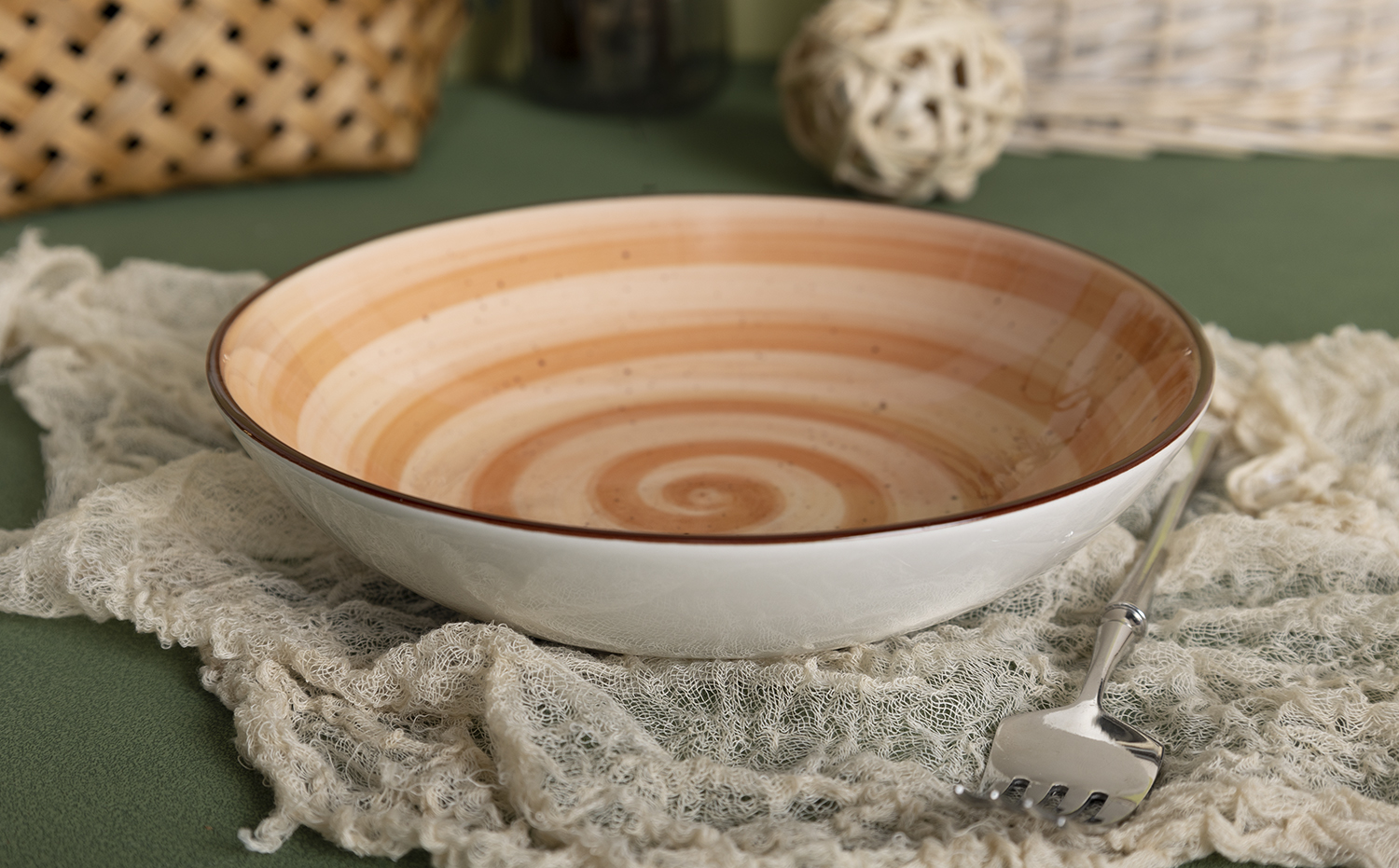 CHANGSHA HAPPY GO Fine Earthware Dinnerware Set with Sweet Pastel Gradient Hand-Painted Lines and Gentle Color Transitions  |happygodinnerware.com