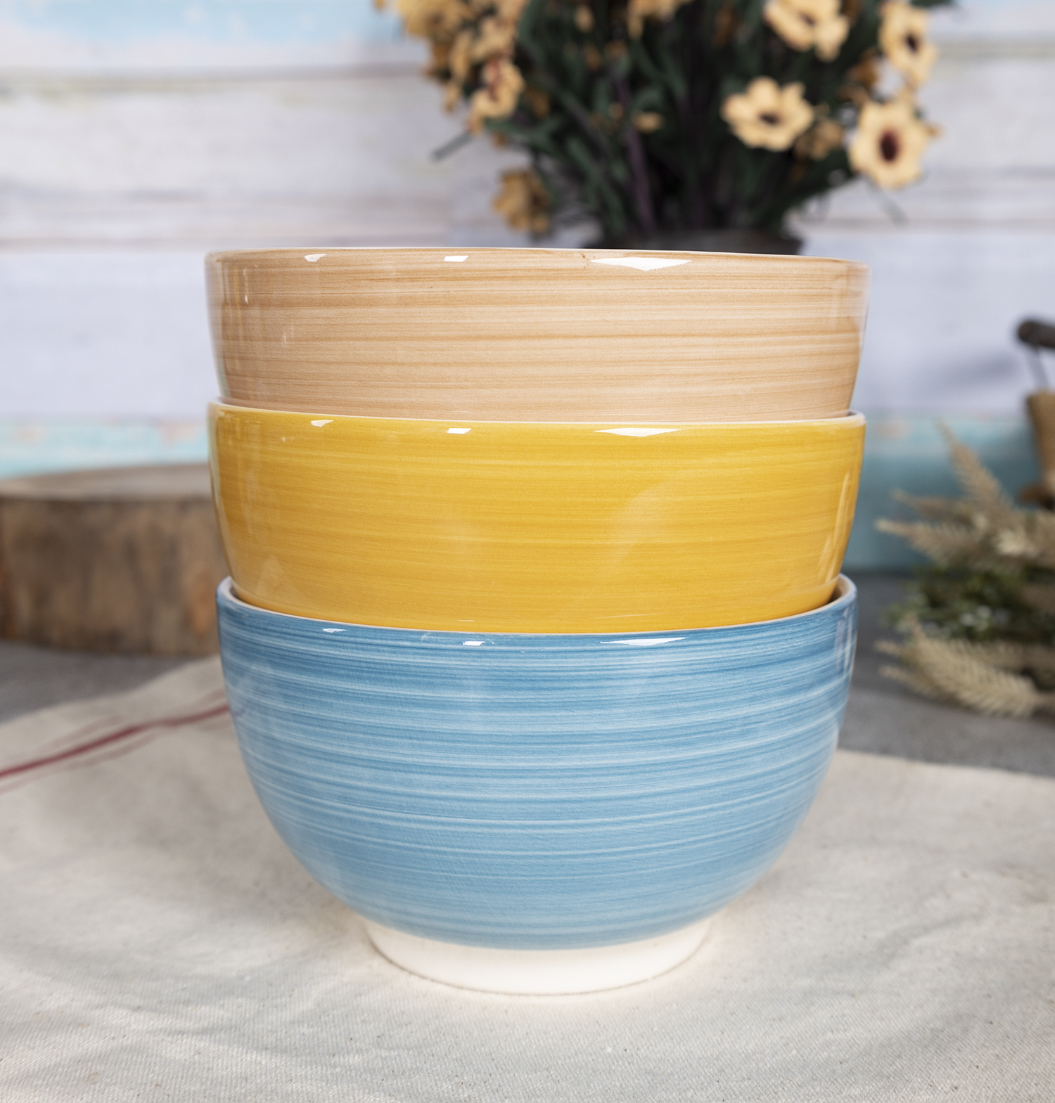CHANGSHA HAPPY GO Rustic Leaf Pattern Stoneware Handpainted Dinnerware Set with Natural Tones and Elegant Botanical Design  |happygodinnerware.com