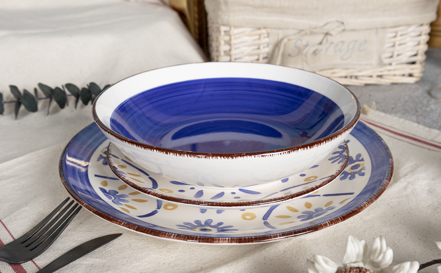 CHANGSHA HAPPY GO Bohemian Colorful Stoneware Handpainted Dinnerware Set with Artistic Floral and Geometric Accents  |happygodinnerware.com