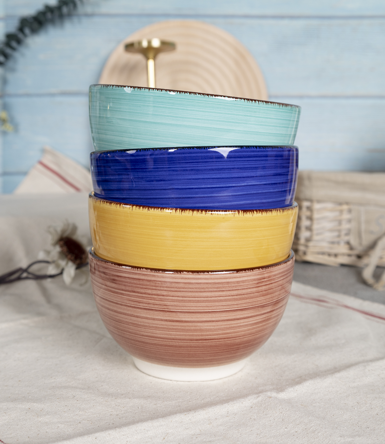CHANGSHA HAPPY GO Bohemian Colorful Stoneware Handpainted Dinnerware Set with Artistic Floral and Geometric Accents  |happygodinnerware.com