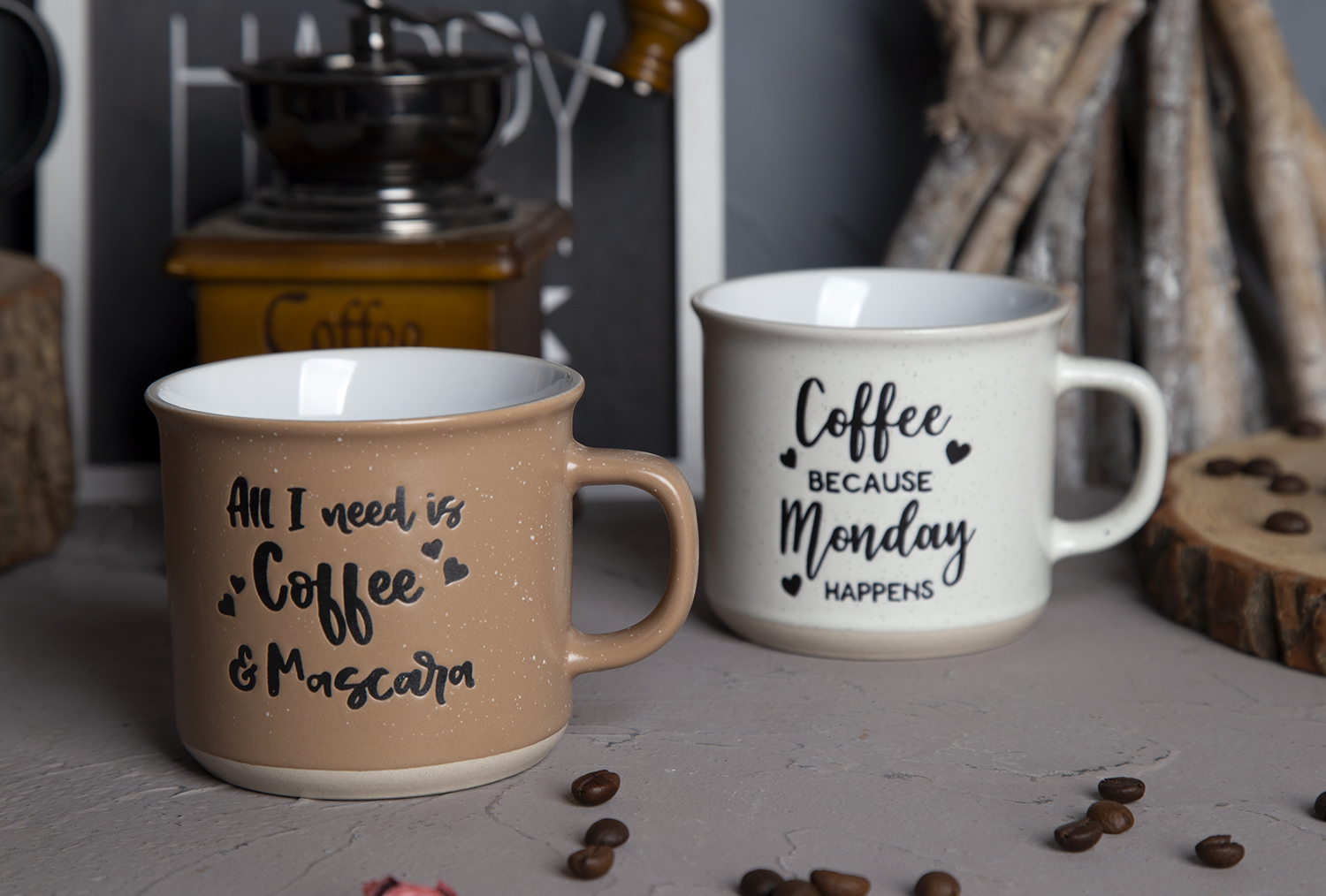 CHANGSHA HAPPY GO Coffee Mugs with Silk Screen Printing, Bottom Coating, and Sesame Dot Glaze | happygodinnerware.com