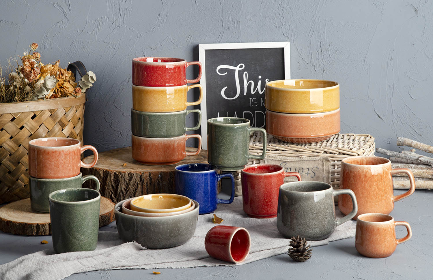 CHANGSHA HAPPY GO Color Therapy – Bright Reactive Glaze Mug & Bowl Set | Dopamine Series Ceramics | happygodinnerware.com