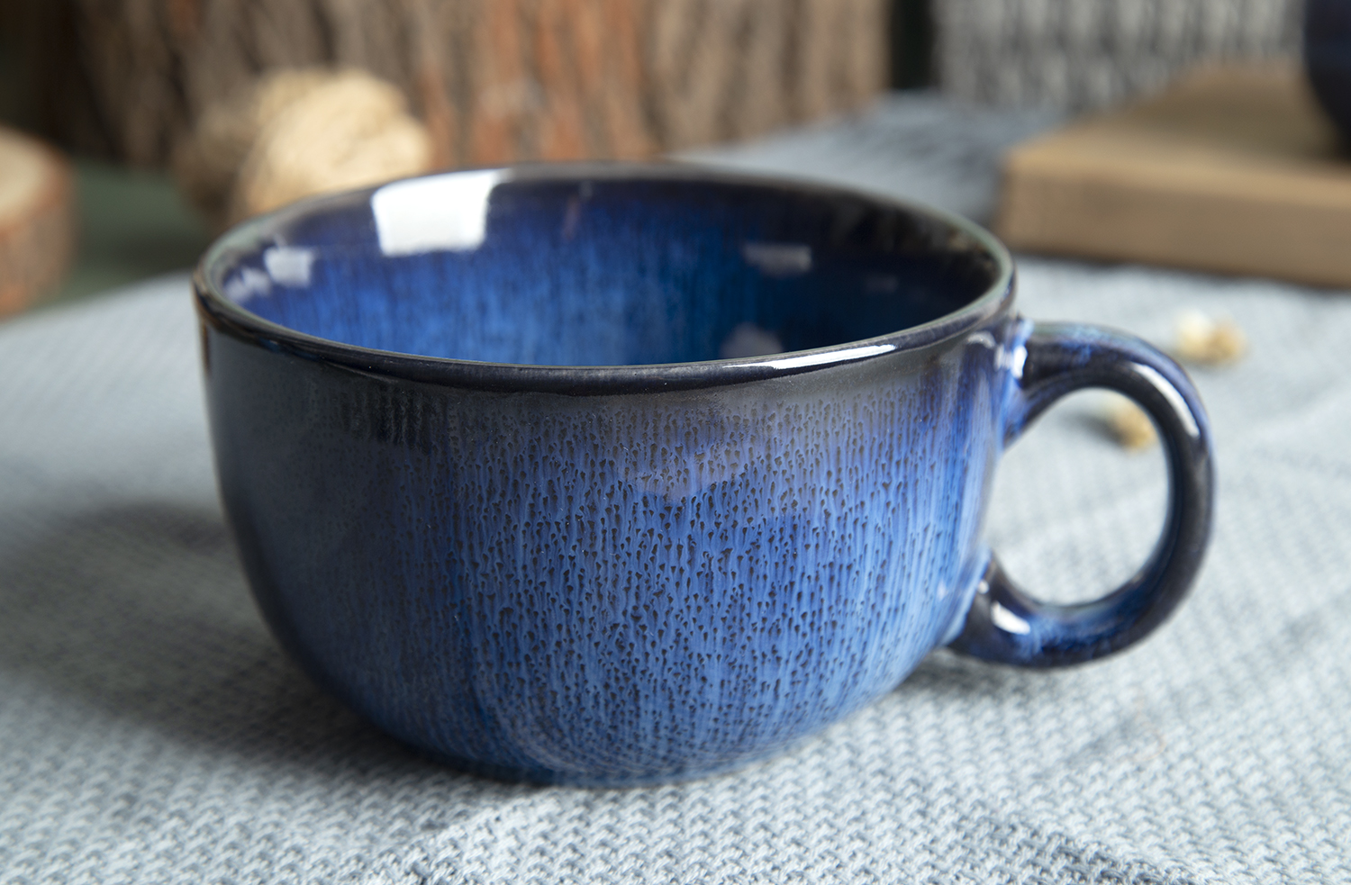 CHANGSHA HAPPY GO Deep Blue Reactive Glaze Stoneware Dinnerware Set |happygodinnerware.com
