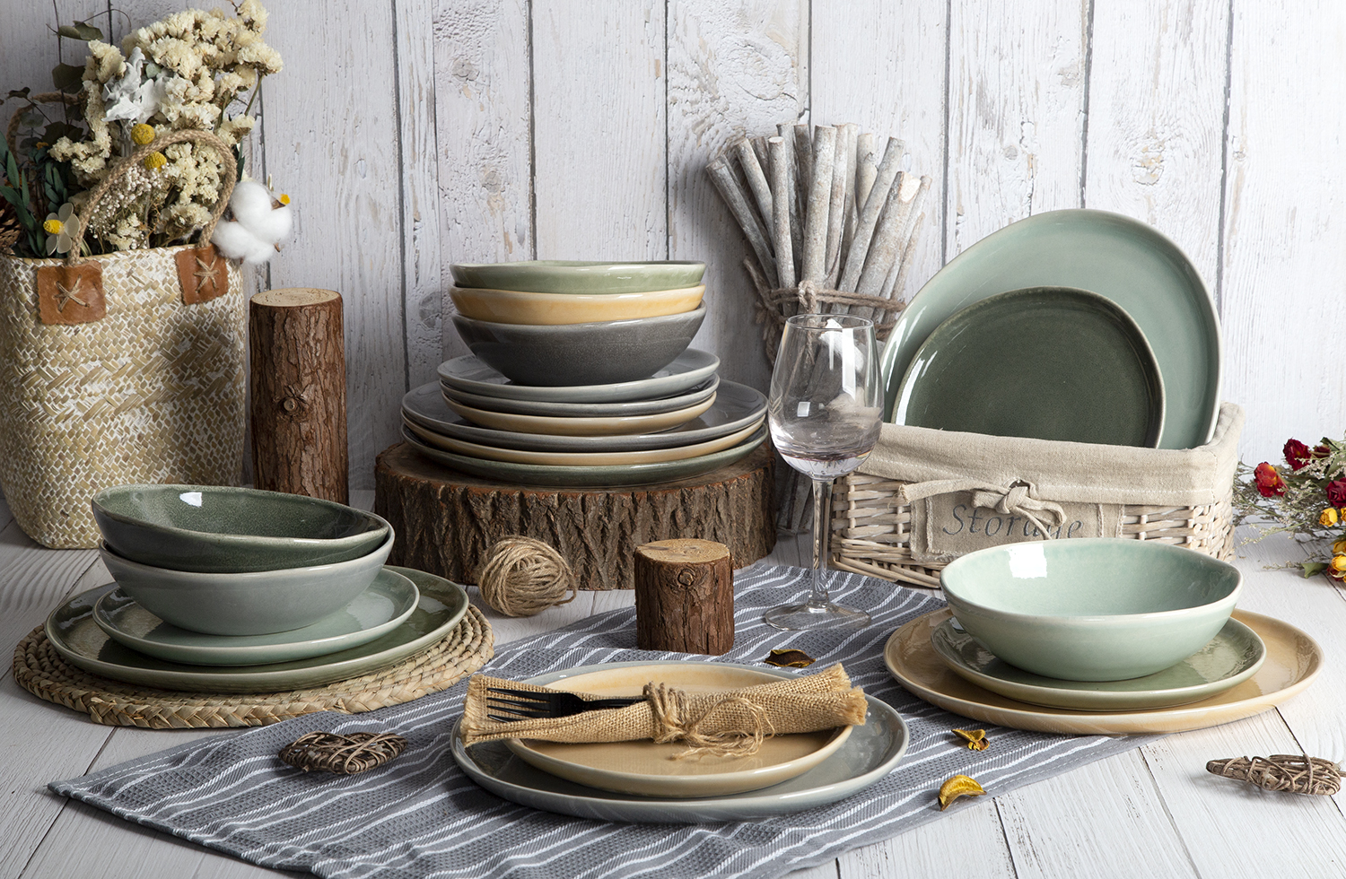 CHANGSHA HAPPY GO Earth Tone Reactive Glaze Stoneware Dinnerware Set |happygodinnerware.com