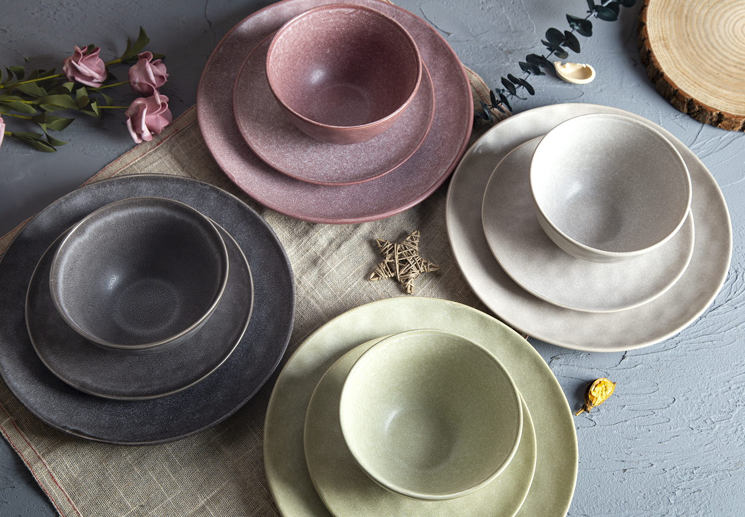 CHANGSHA HAPPY GO Elegant Stoneware Collection: Textured Glaze and Reactive Artistry |happygodinnerware.com