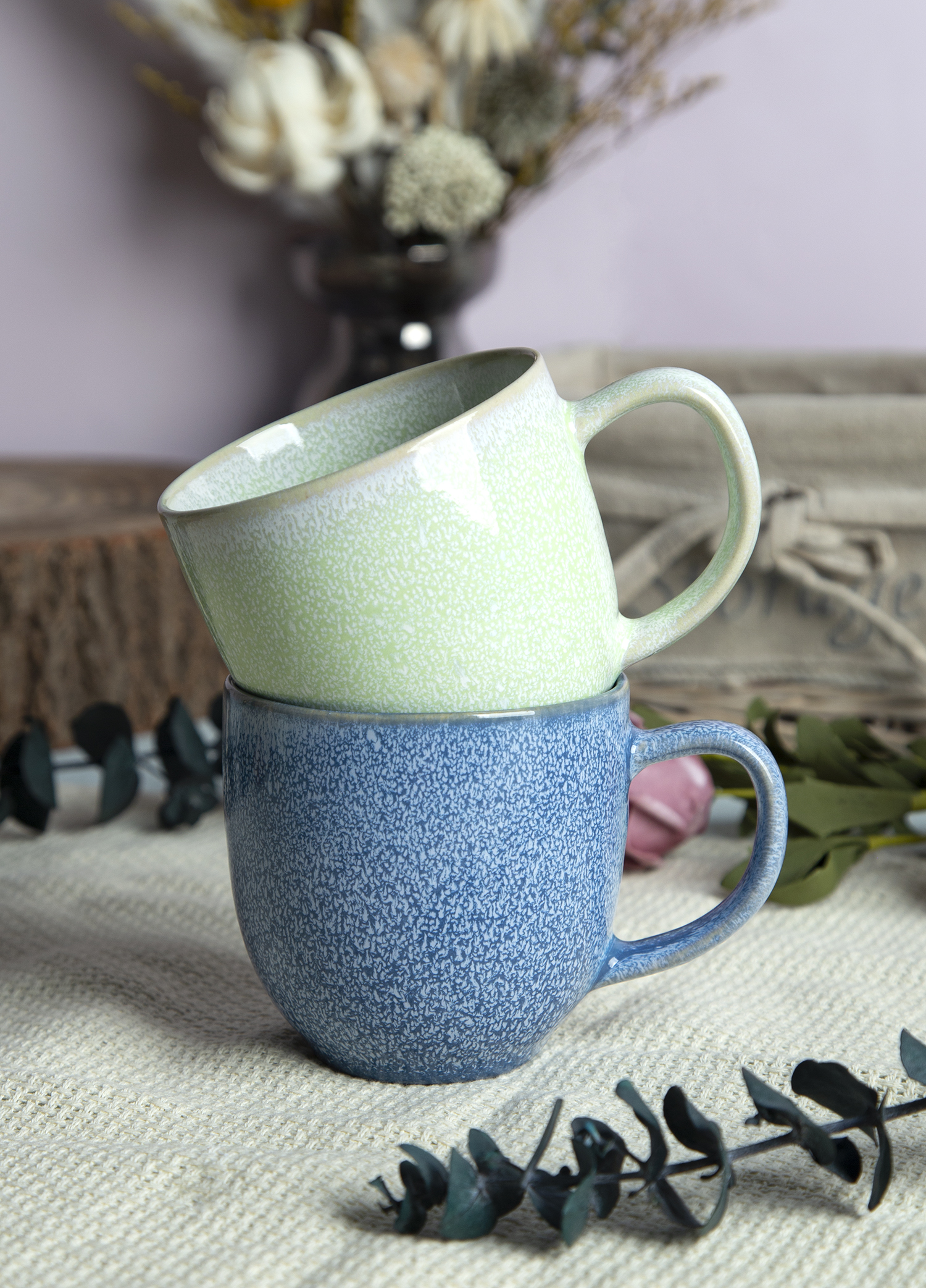 CHANGSHA HAPPY GO Mint & Earth Speckle Reactive Glaze Stoneware Set |happygodinnerware.com