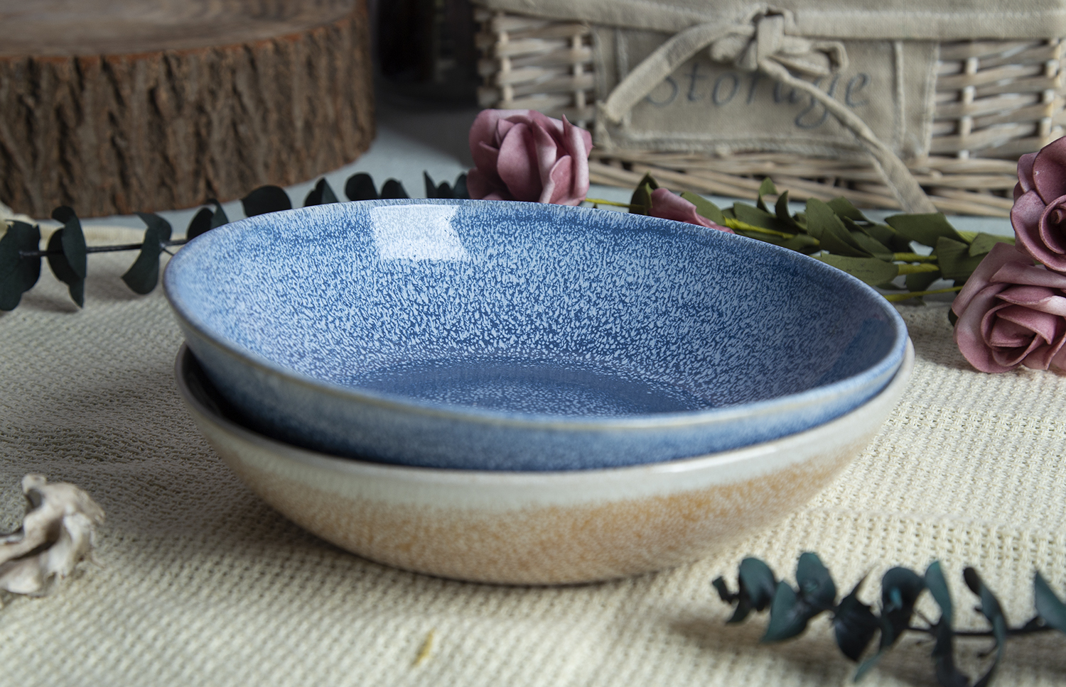 CHANGSHA HAPPY GO Mint & Earth Speckle Reactive Glaze Stoneware Set |happygodinnerware.com