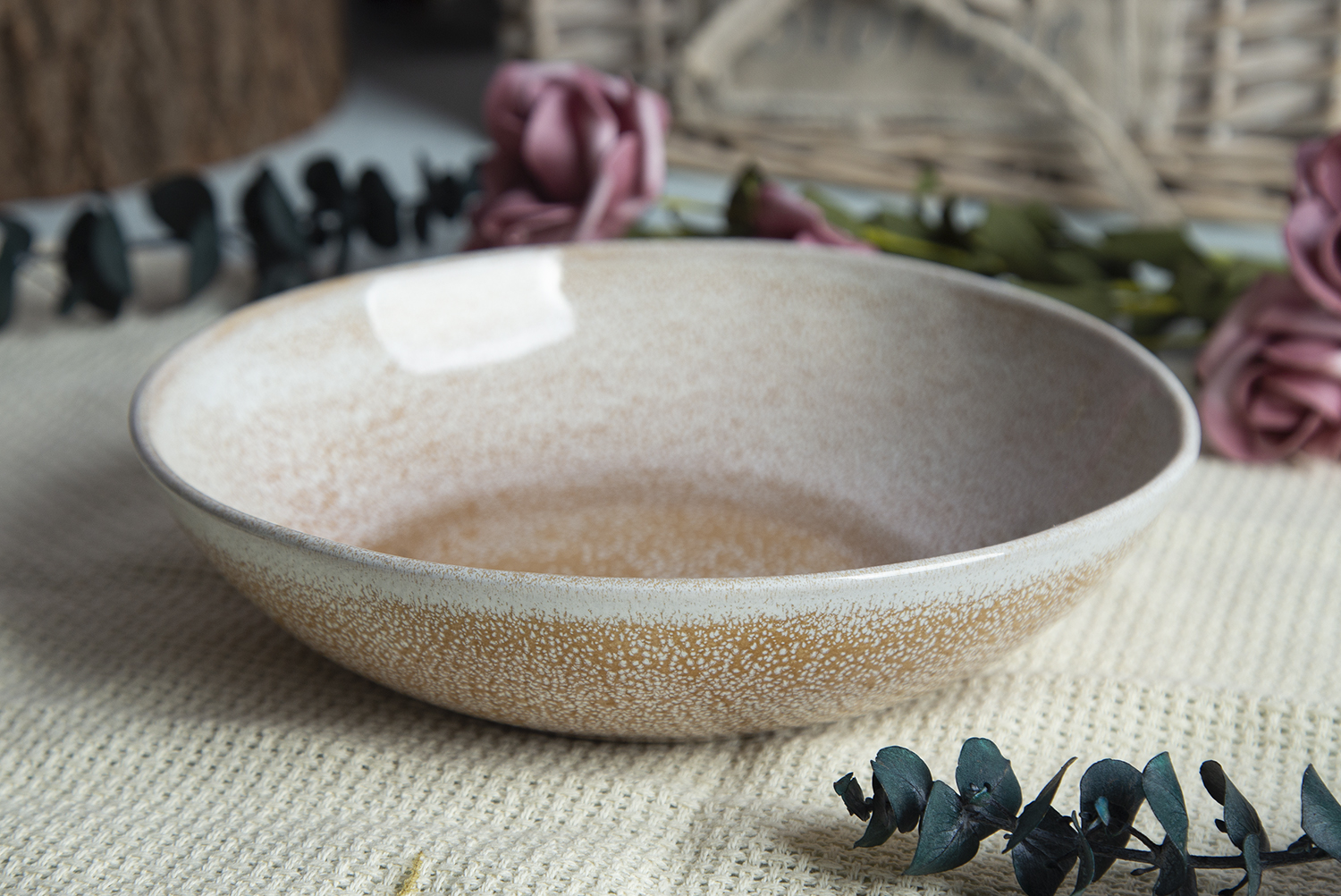 CHANGSHA HAPPY GO Mint & Earth Speckle Reactive Glaze Stoneware Set |happygodinnerware.com
