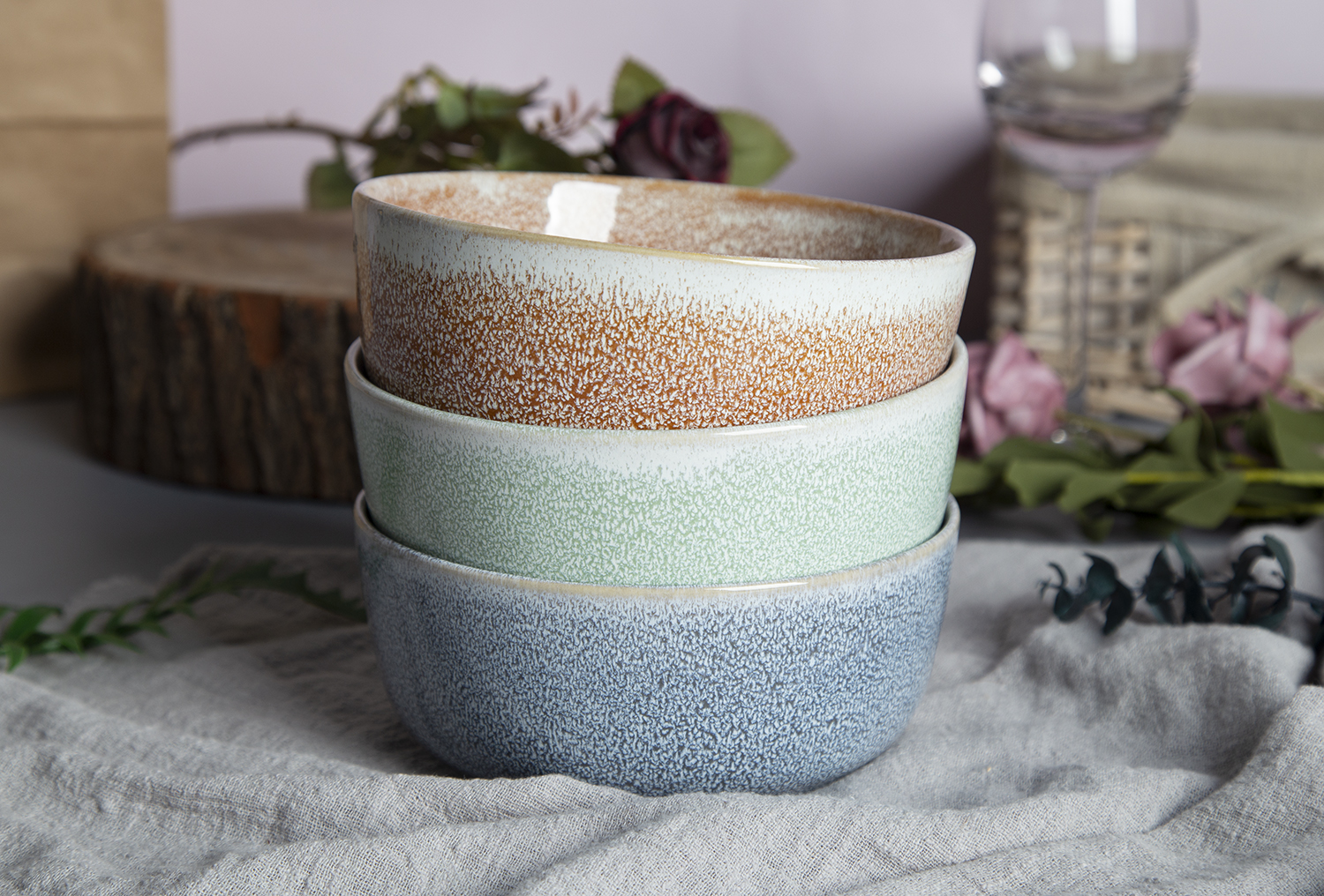 CHANGSHA HAPPY GO Pastel Speckle Reactive Stoneware |happygodinnerware.com