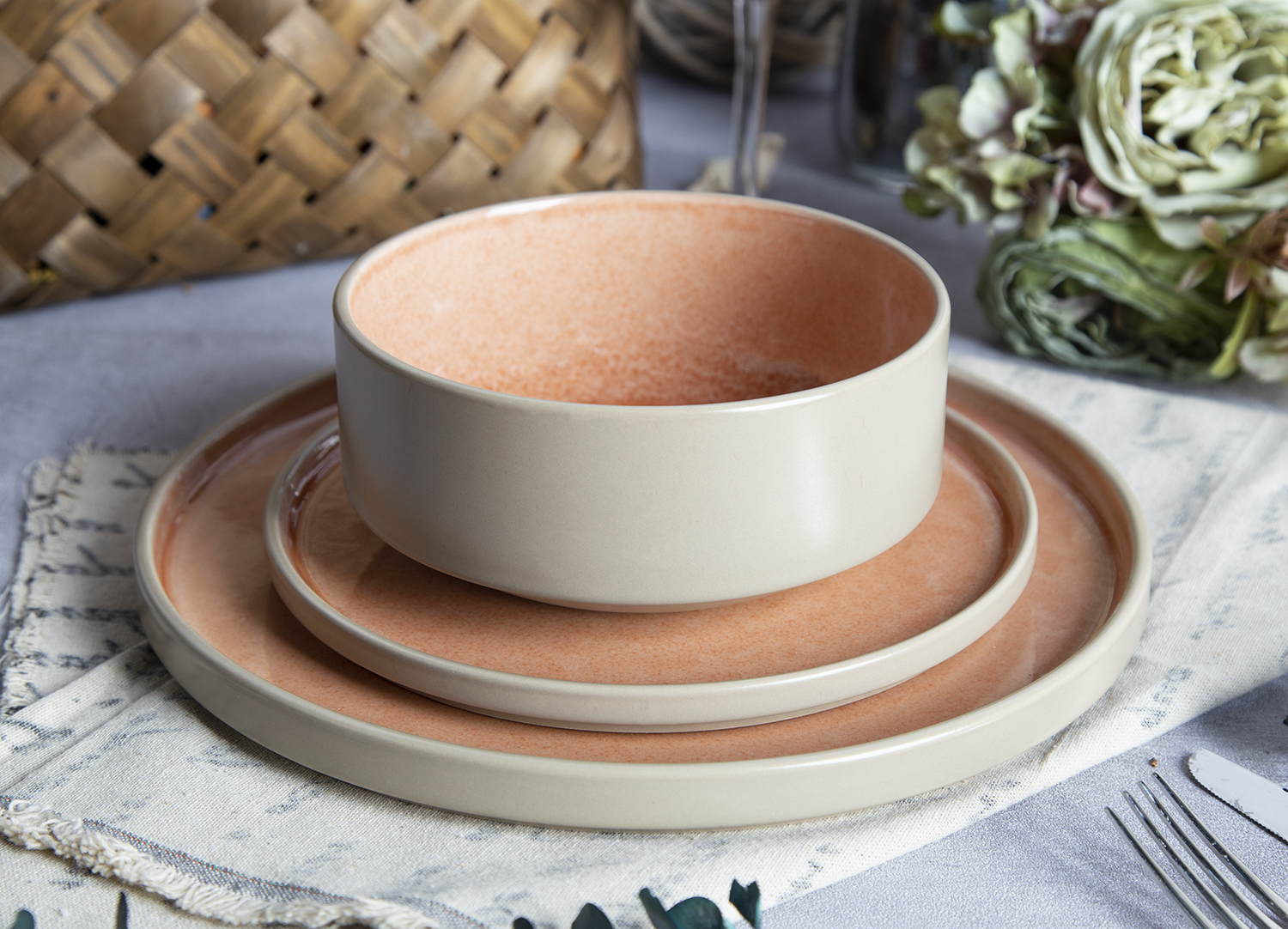 CHANGSHA HAPPY GO Peach & Sand Reactive Duo |happygodinnerware.com