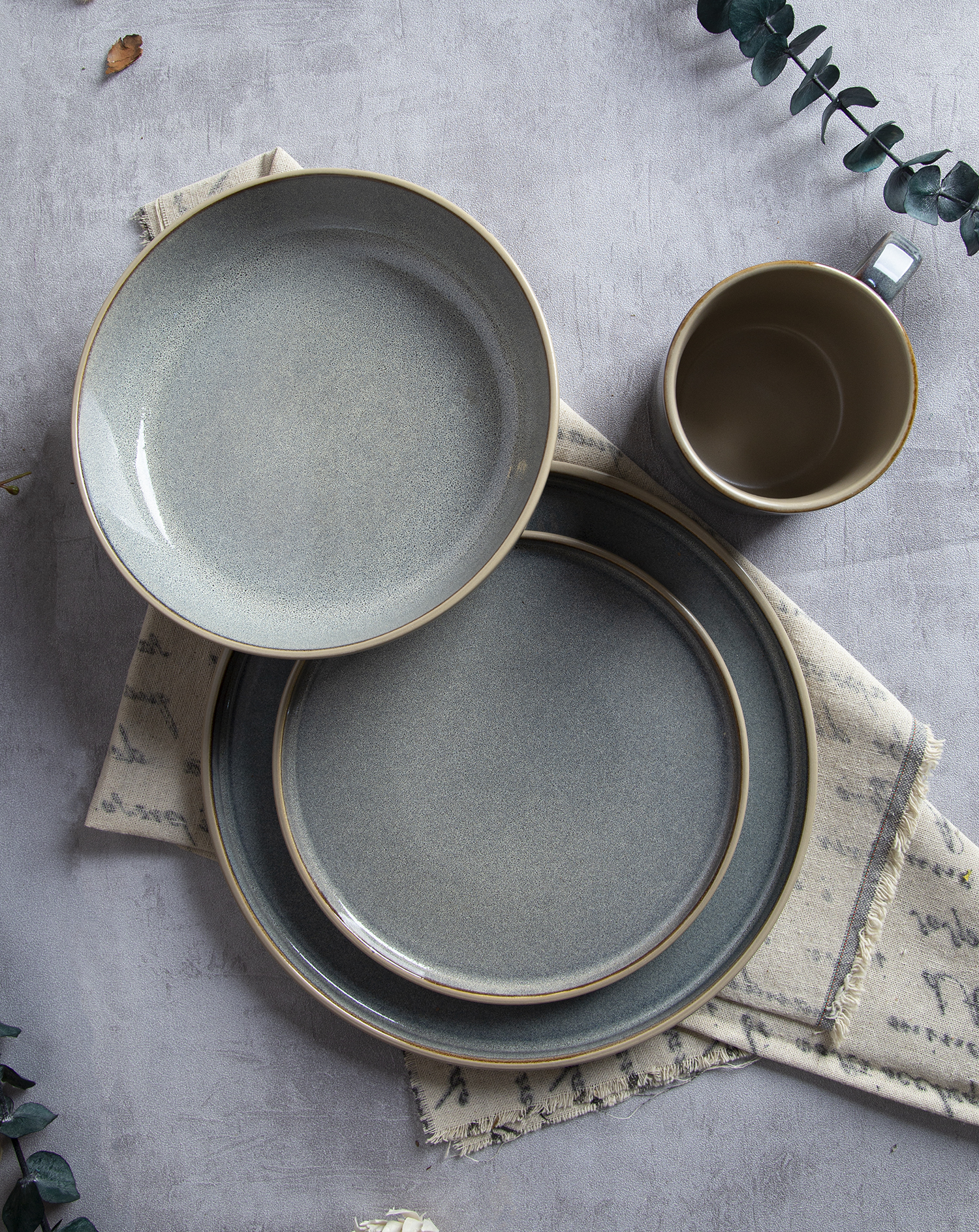 CHANGSHA HAPPY GO Stone Morandi Green & Taupe Reactive Blend |happygodinnerware.com