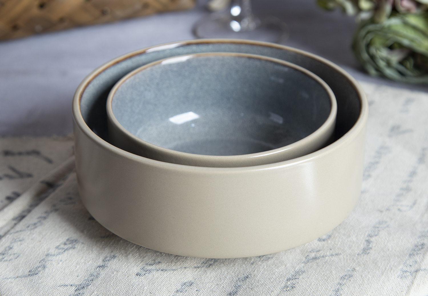 CHANGSHA HAPPY GO Stone Morandi Green & Taupe Reactive Blend |happygodinnerware.com