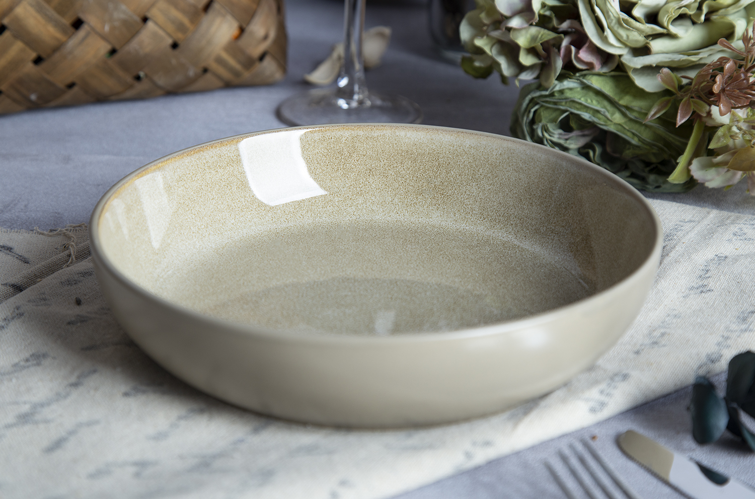 CHANGSHA HAPPY GO​ Maple Taupe & Golden Olive Reactive Glaze Harmony |happygodinnerware.com