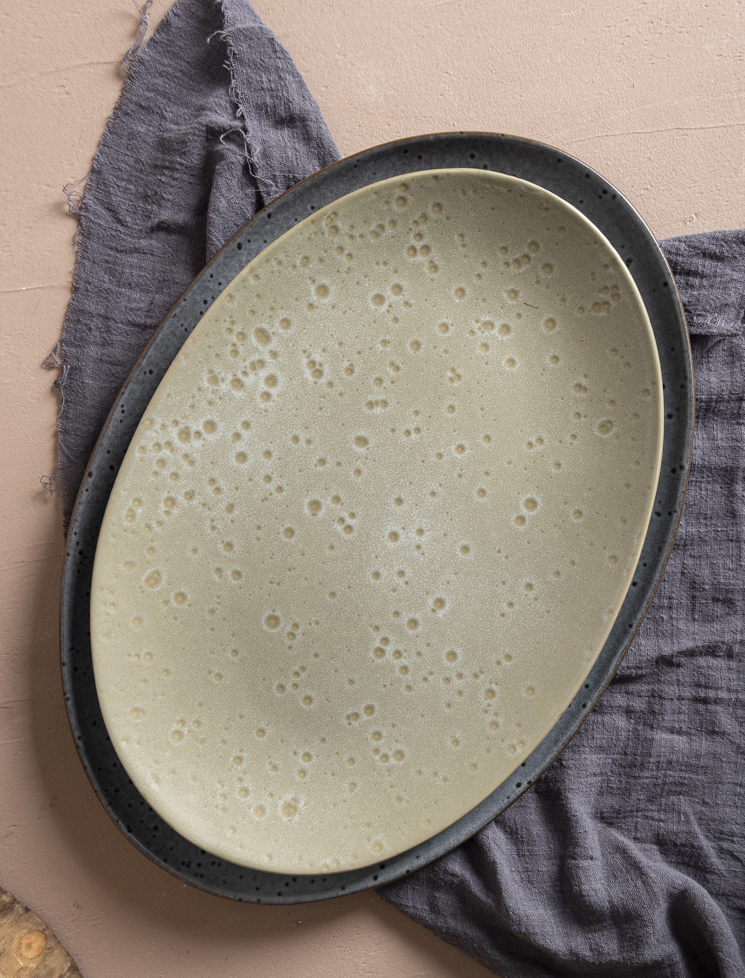 CHANGSHA HAPPY GO Stoneware Dinner Set in Matcha Green, Blue and Gray Tones with Reactive Matte Glaze Finish  |happygodinnerware.com