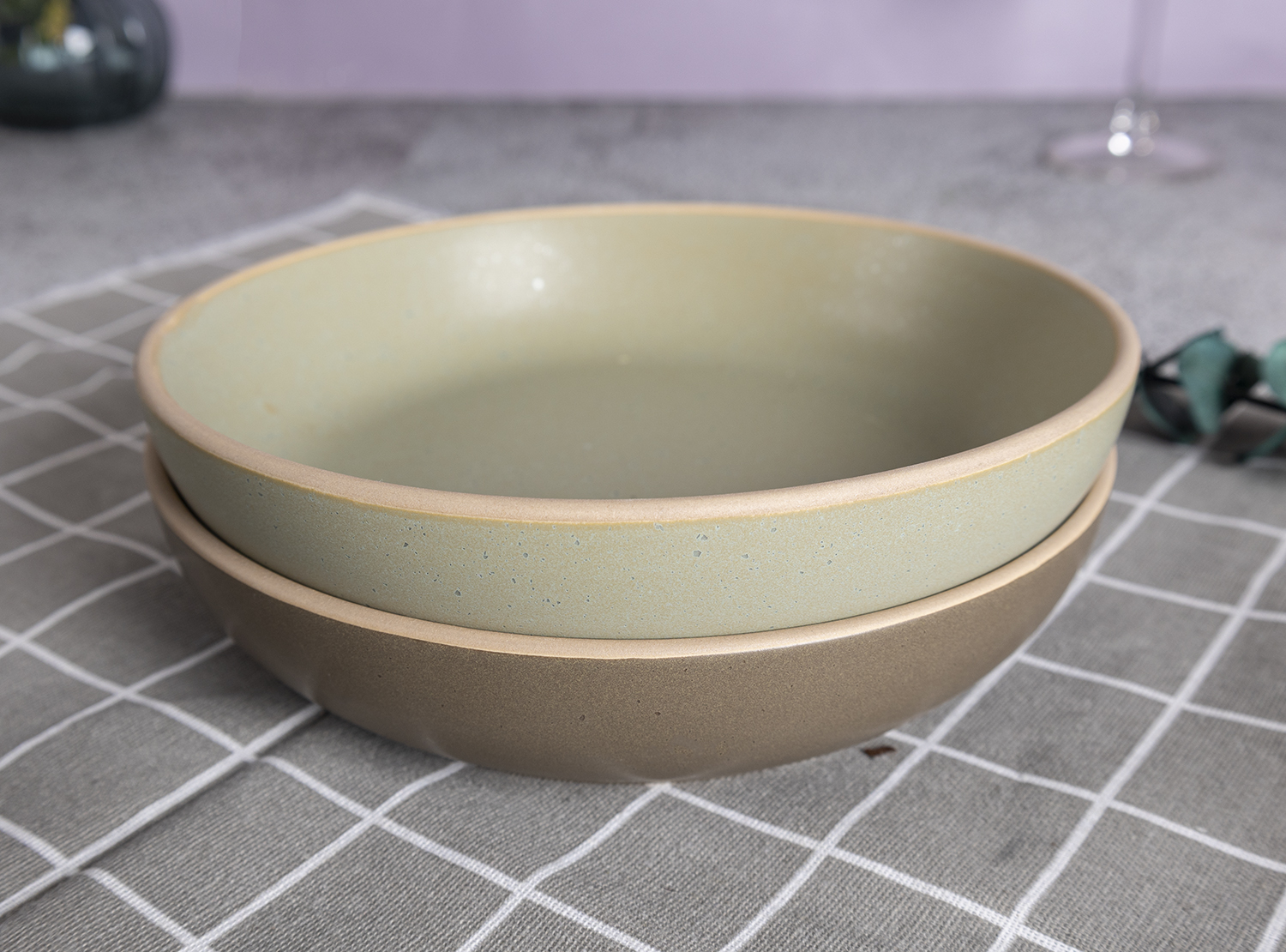 CHANGSHA HAPPY GO Vintage Style Reactive Glaze Stoneware Dinner Set in Warm Earth Tones  |happygodinnerware.com