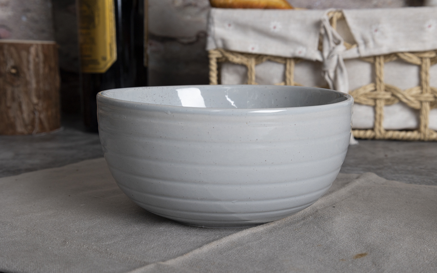 CHANGSHA HAPPY GO  Geometric Embossed Reactive Glaze Stoneware Dinner Set in Elegant Gray Tone  |happygodinnerware.com