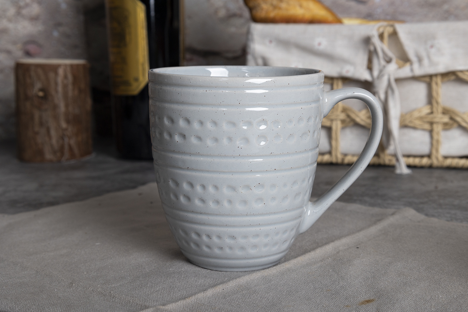 CHANGSHA HAPPY GO  Geometric Embossed Reactive Glaze Stoneware Dinner Set in Elegant Gray Tone  |happygodinnerware.com
