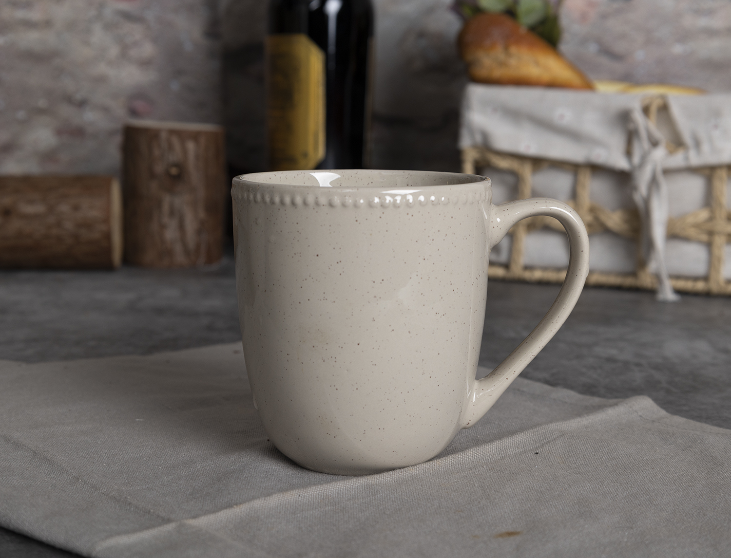 CHANGSHA HAPPY GO  Dot Embossed Reactive Glaze Stoneware Dinner Set in Light Gray with Textured Detail  |happygodinnerware.com