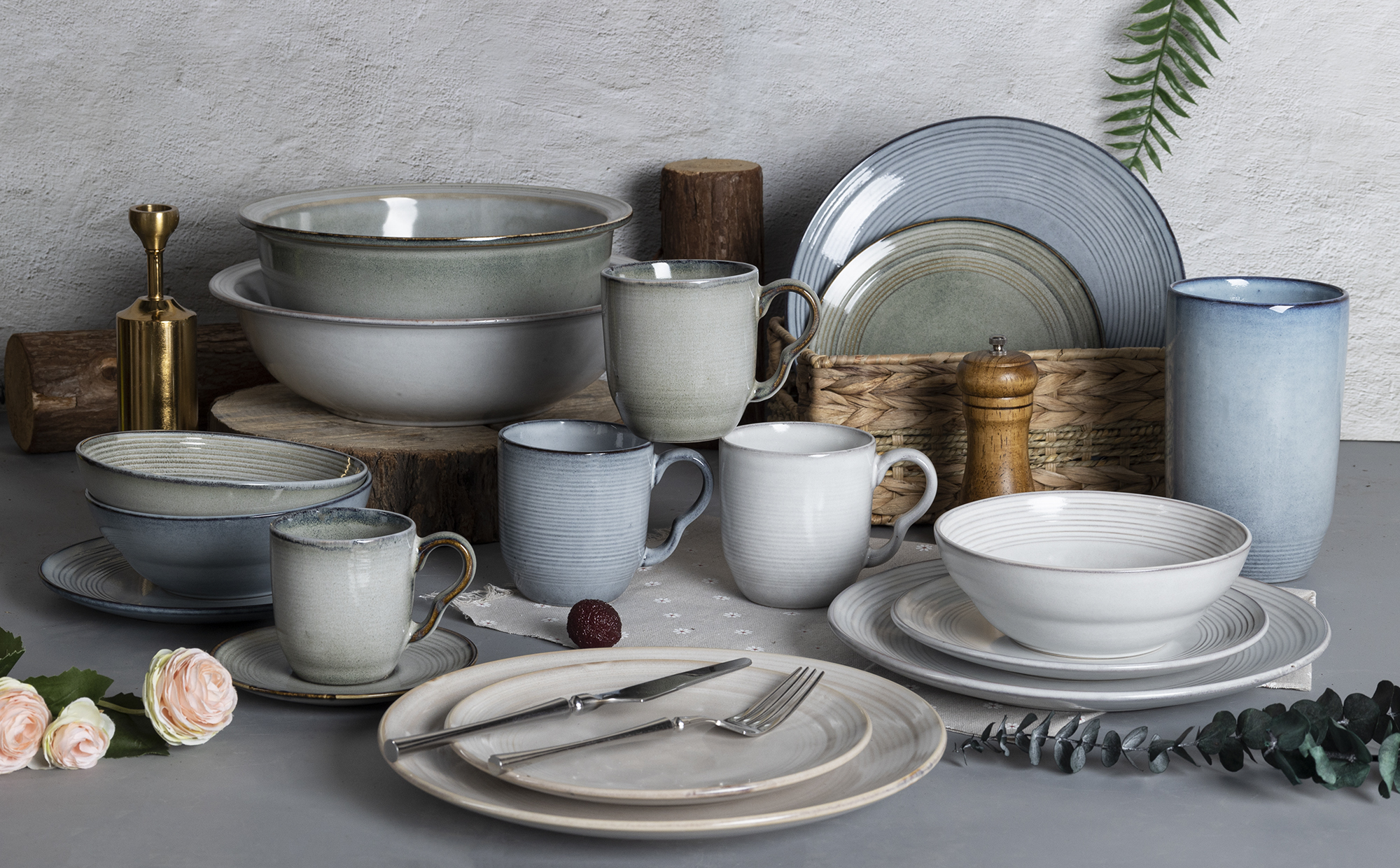 CHANGSHA HAPPY GO Reactive Glaze Stoneware Dinnerware Set – Rustic Ribbed Plates, Bowls & Mugs for Everyday Dining|happygodinnerware.com