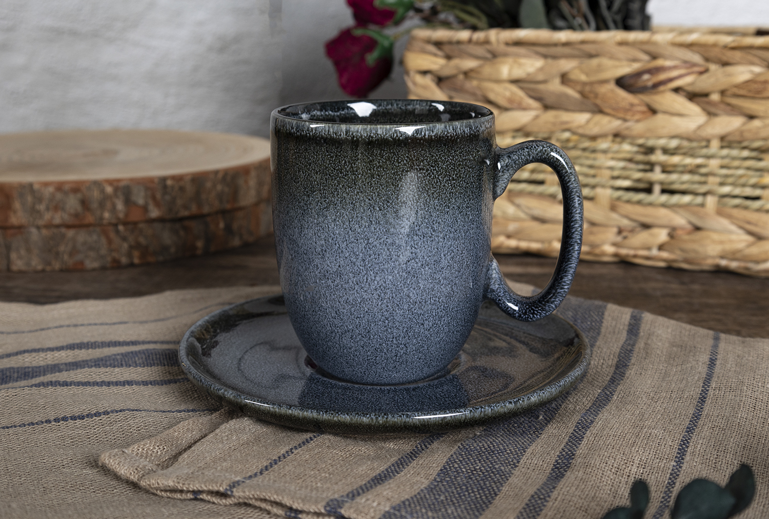 CHANGSHA HAPPY GO Reactive Glaze Stoneware Dinnerware Set – Deep Earth Tones Plates, Bowls & Mugs for Rustic Dining|happygodinnerware.com