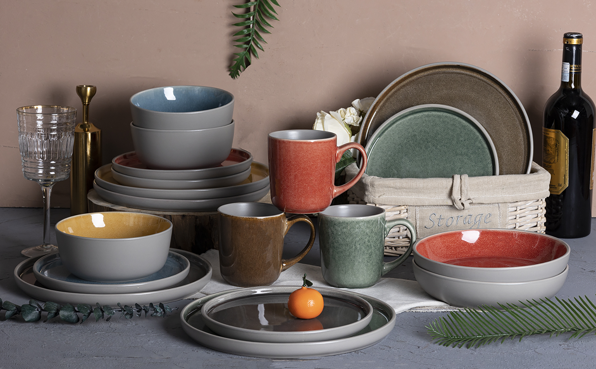 CHANGSHA HAPPY GO Colorful Reactive Glaze Stoneware Dinnerware Set – Modern Contrast Interior Plates, Bowls & Mugs|happygodinnerware.com