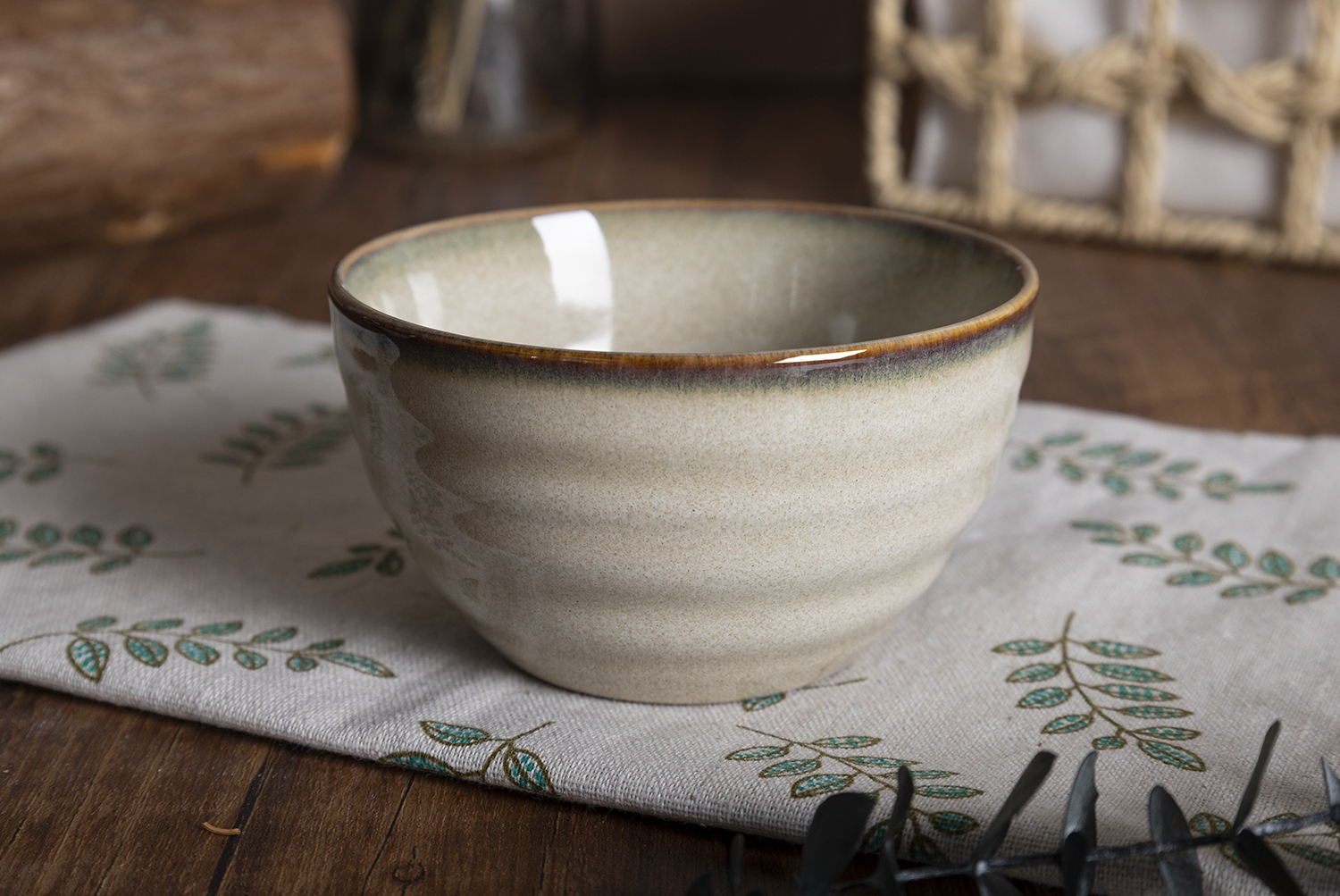 CHANGSHA HAPPY GO Ripple Texture Reactive Glaze Stoneware Dinnerware Set – Handcrafted Look Plates, Bowls & Mugs in Natural Tones|happygodinnerware.com