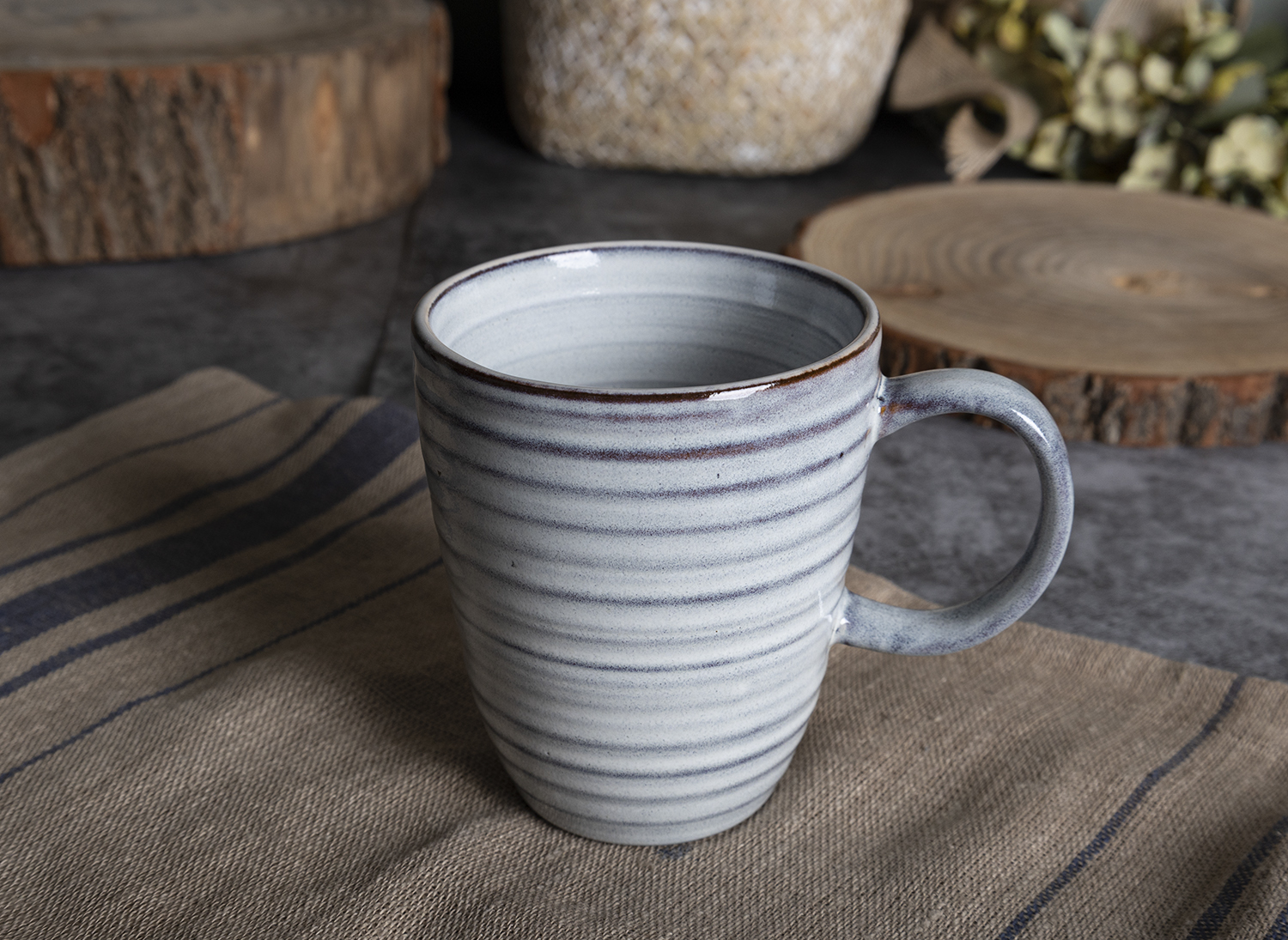 CHANGSHA HAPPY GO Ribbed Reactive Glaze Stoneware Dinnerware Set – Natural Earth Tone Plates, Bowls & Mugs for Rustic Modern Dining|happygodinnerware.com
