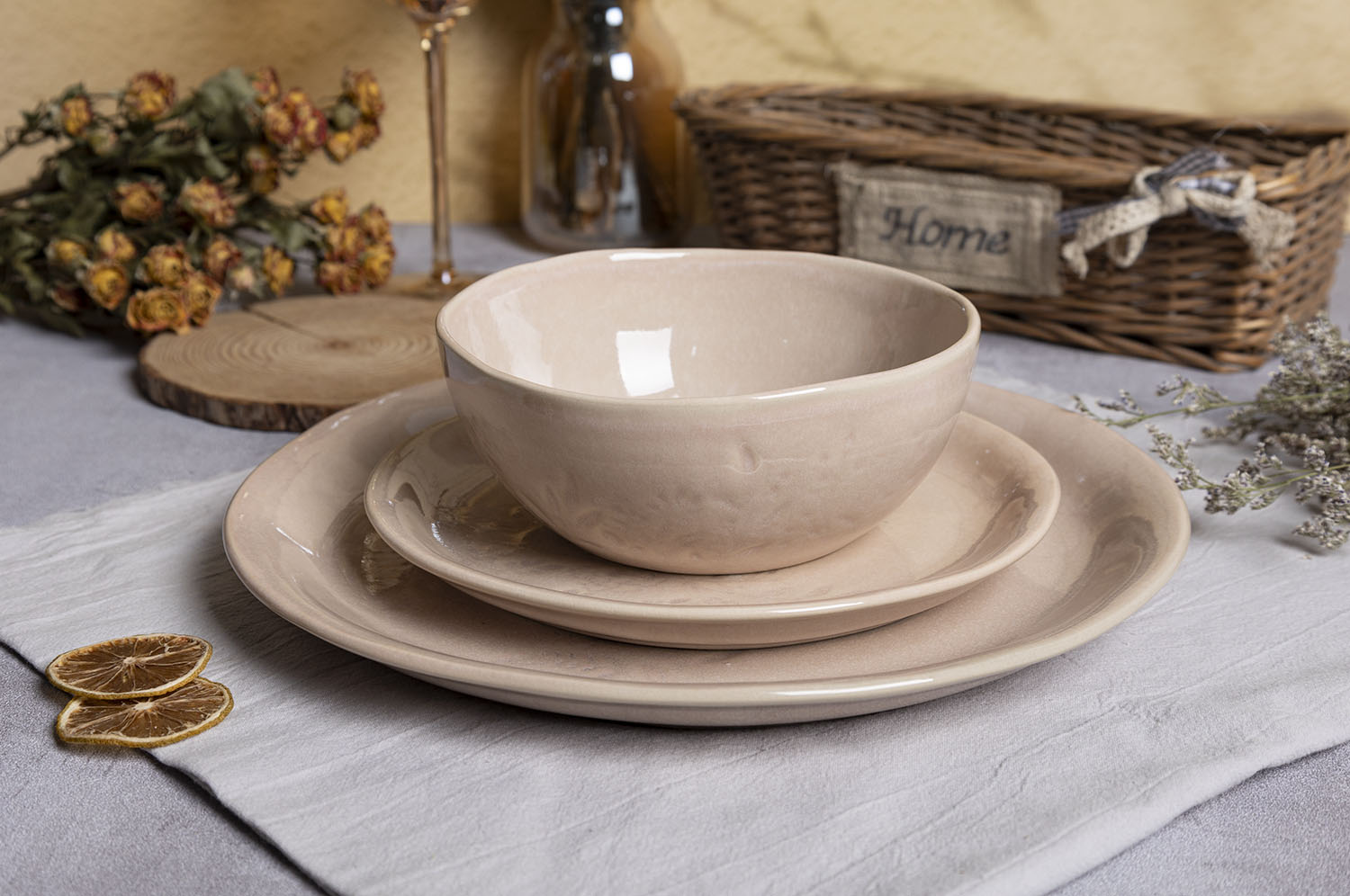 CHANGSHA HAPPY GO Floral Embossed Reactive Glaze Stoneware Dinnerware Set – Nature-Inspired Plates, Bowls & Mugs in Earthy Tones|happygodinnerware.com