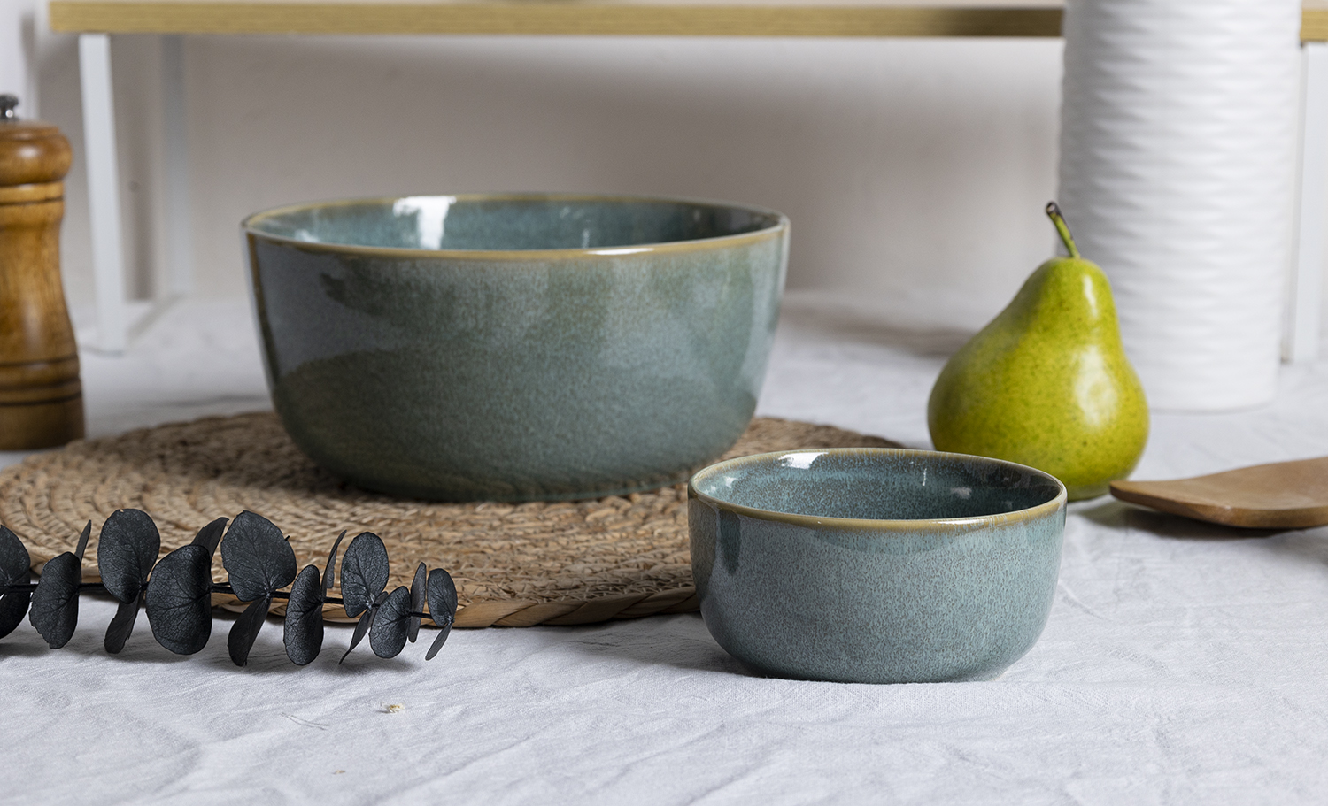 CHANGSHA HAPPY GO Two-Tone Reactive Glaze Ceramic Bowl Set for Kitchen and Dining|happygodinnerware.com