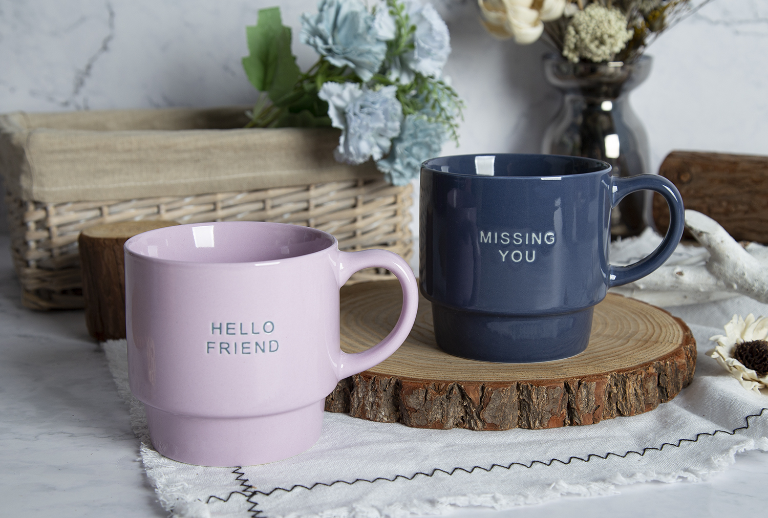 CHANGSHA HAPPY GO Stackable Ceramic Mugs with Inspirational Messages |happygodinnerware.com