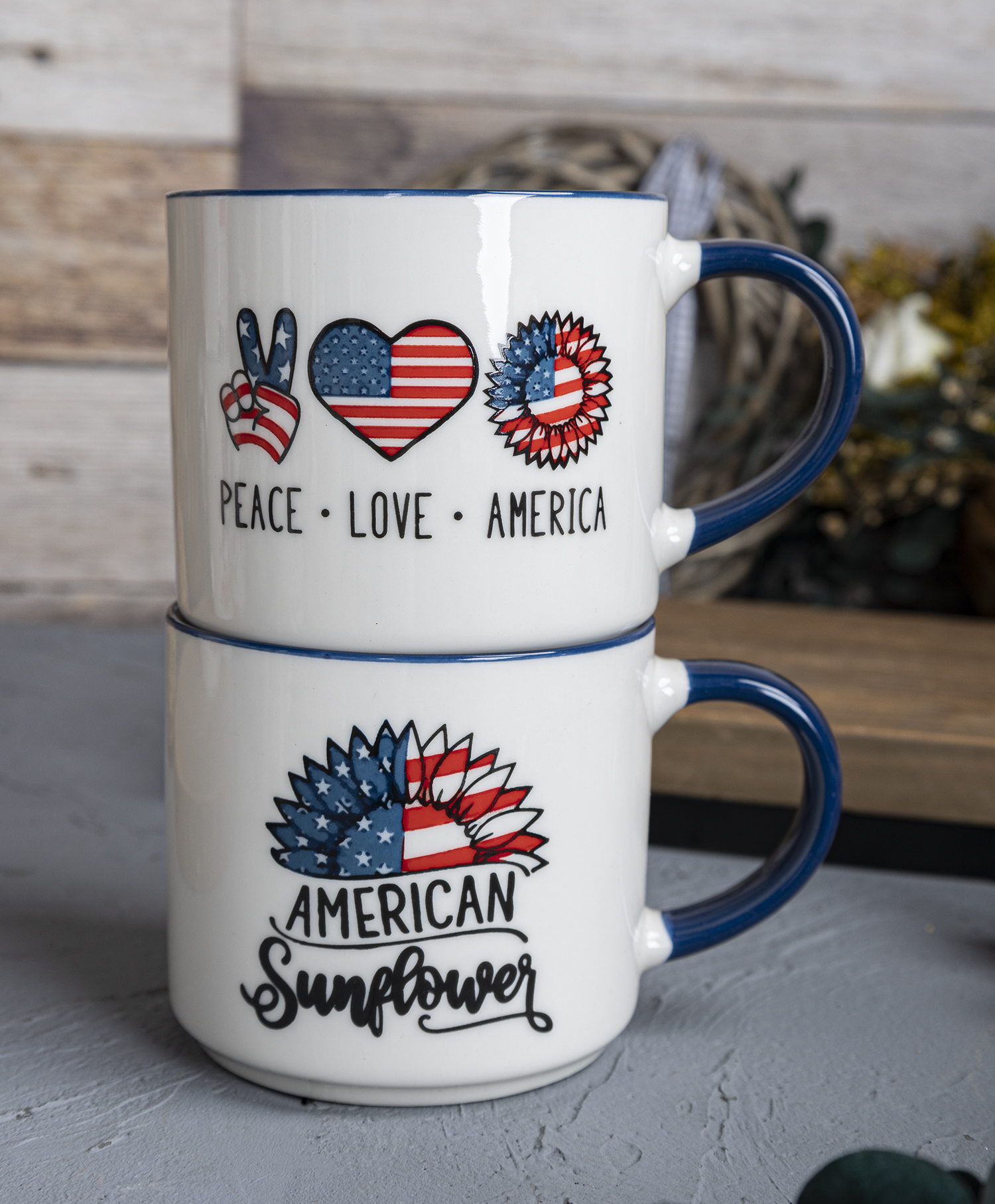 CHANGSHA HAPPY GO  Patriotic American Decal Ceramic Mug Set with Red White Blue Summer Holiday Designs |Dopamine Series Ceramics|happygodinnerware.com