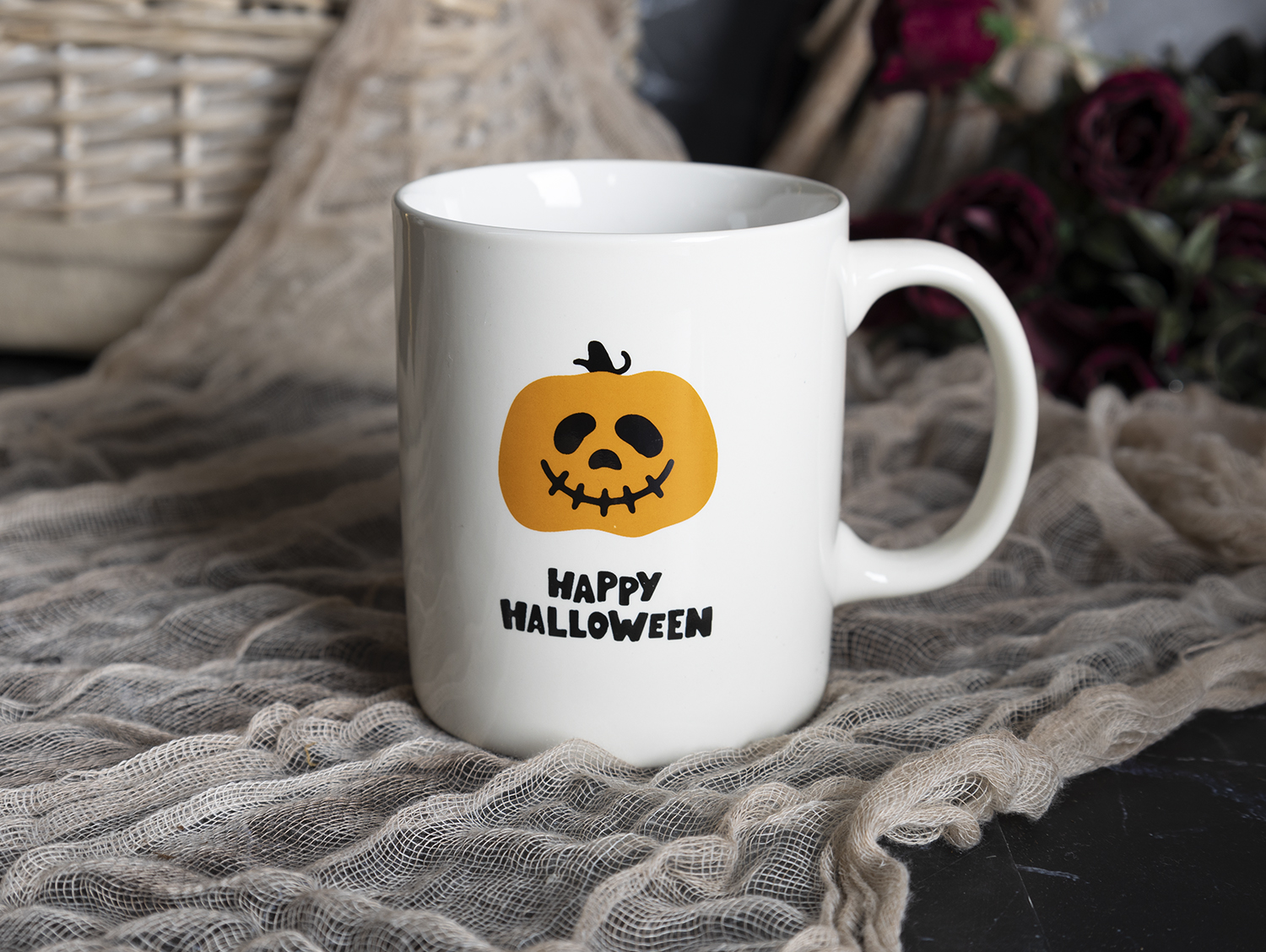 CHANGSHA HAPPY GO  Playful Halloween-Themed New Bone China Mug Set with Cartoon Ghosts and Pumpkins Decals  |happygodinnerware.com