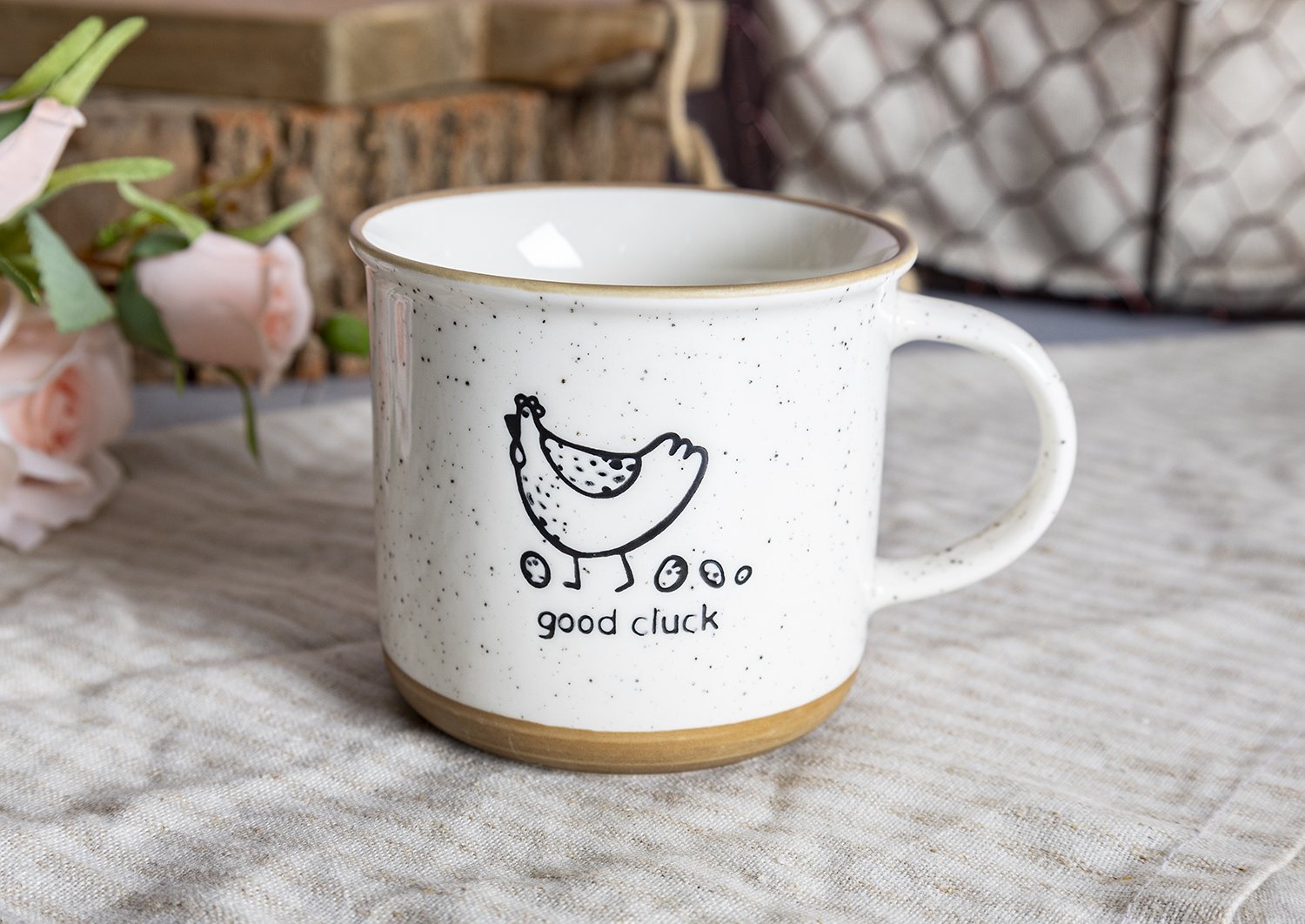 CHANGSHA HAPPY GO  Charming Farm Animal Sketch New Bone China Mug Set with Rustic Speckled Glaze Finish  |happygodinnerware.com